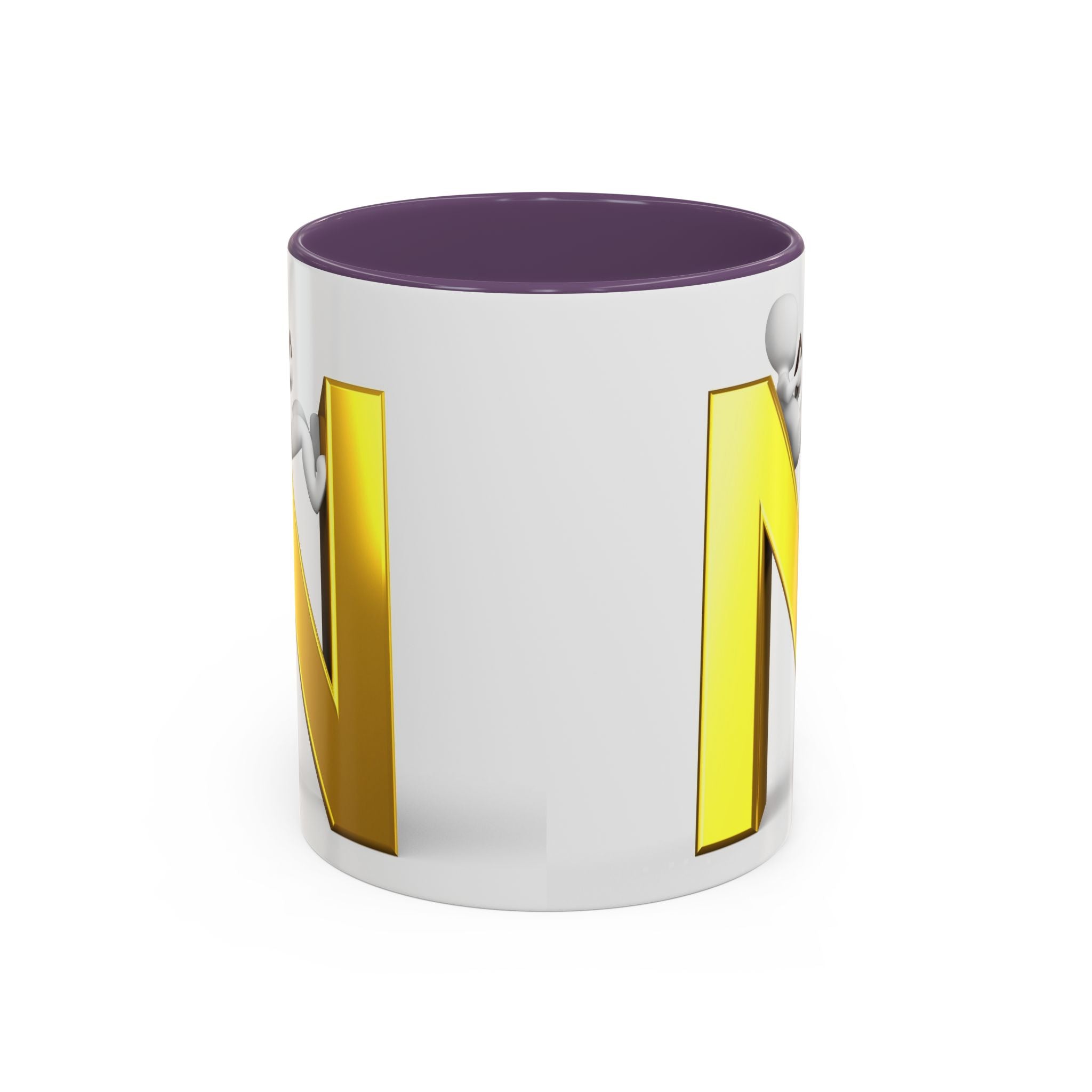 Mug monogramme lettre N dorée | Mug à anse colorée