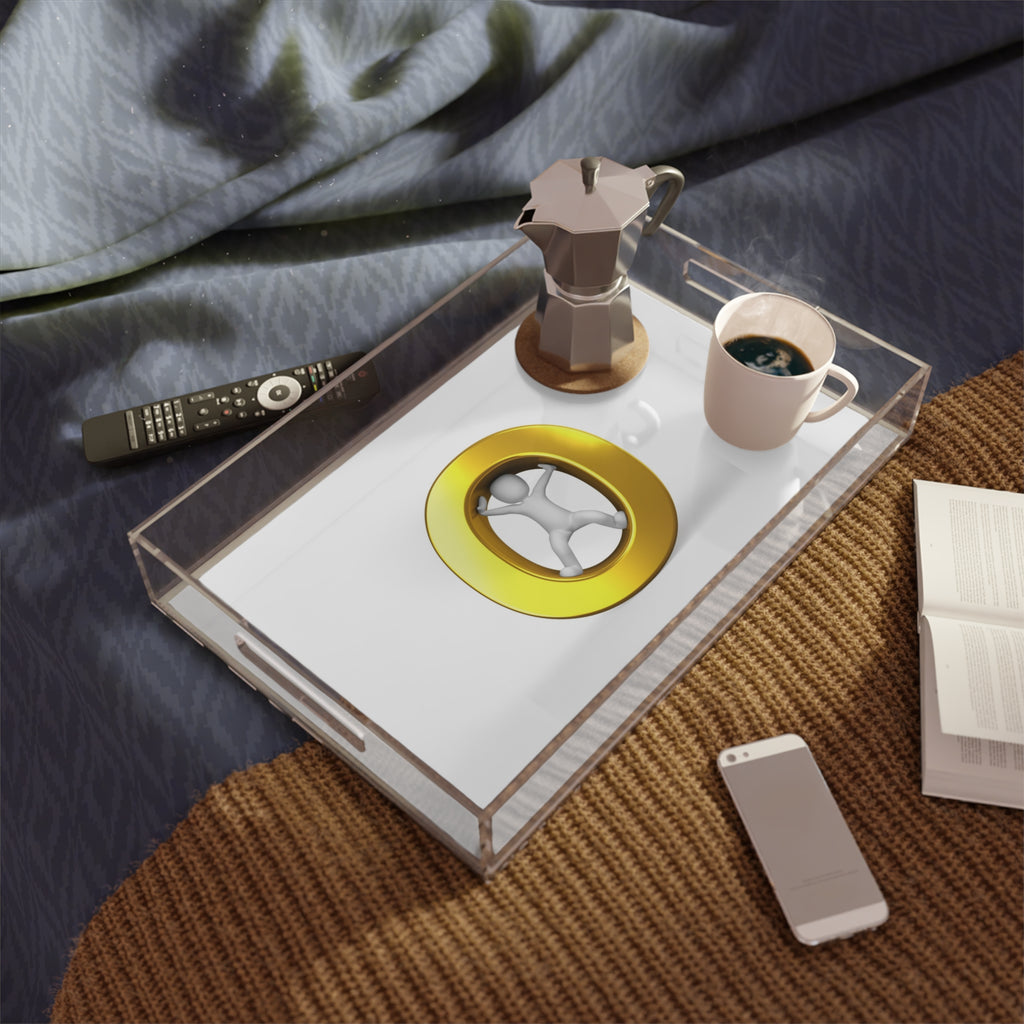 Gold Letter O Illustration Acrylic Serving Tray | Minimal Jewelry Motif
