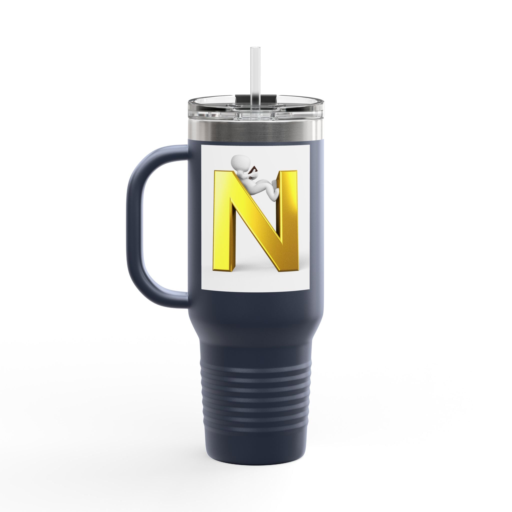 Yellow 3D Letter N Monogram Travel Mug 40oz | Insulated Tumbler