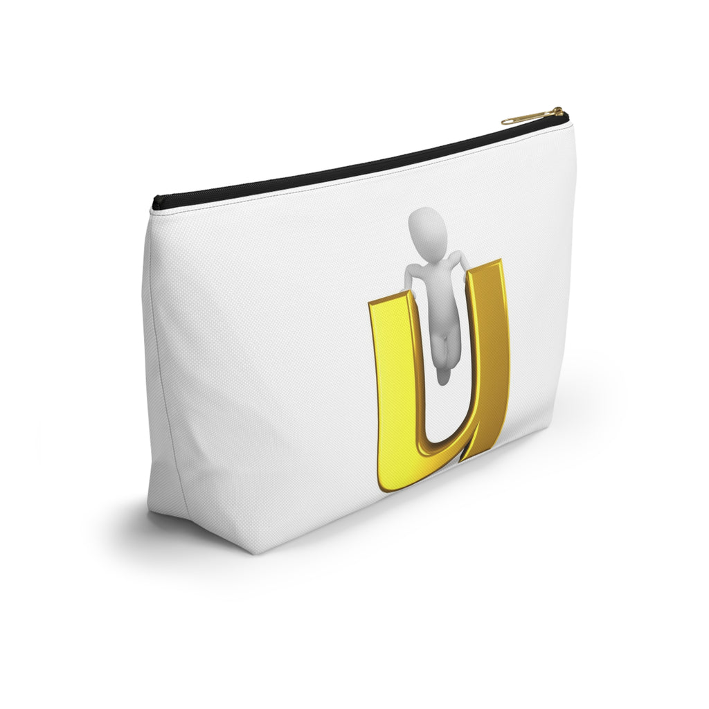 3D Stick Figure Climbing Gold Letter U Accessory Pouch