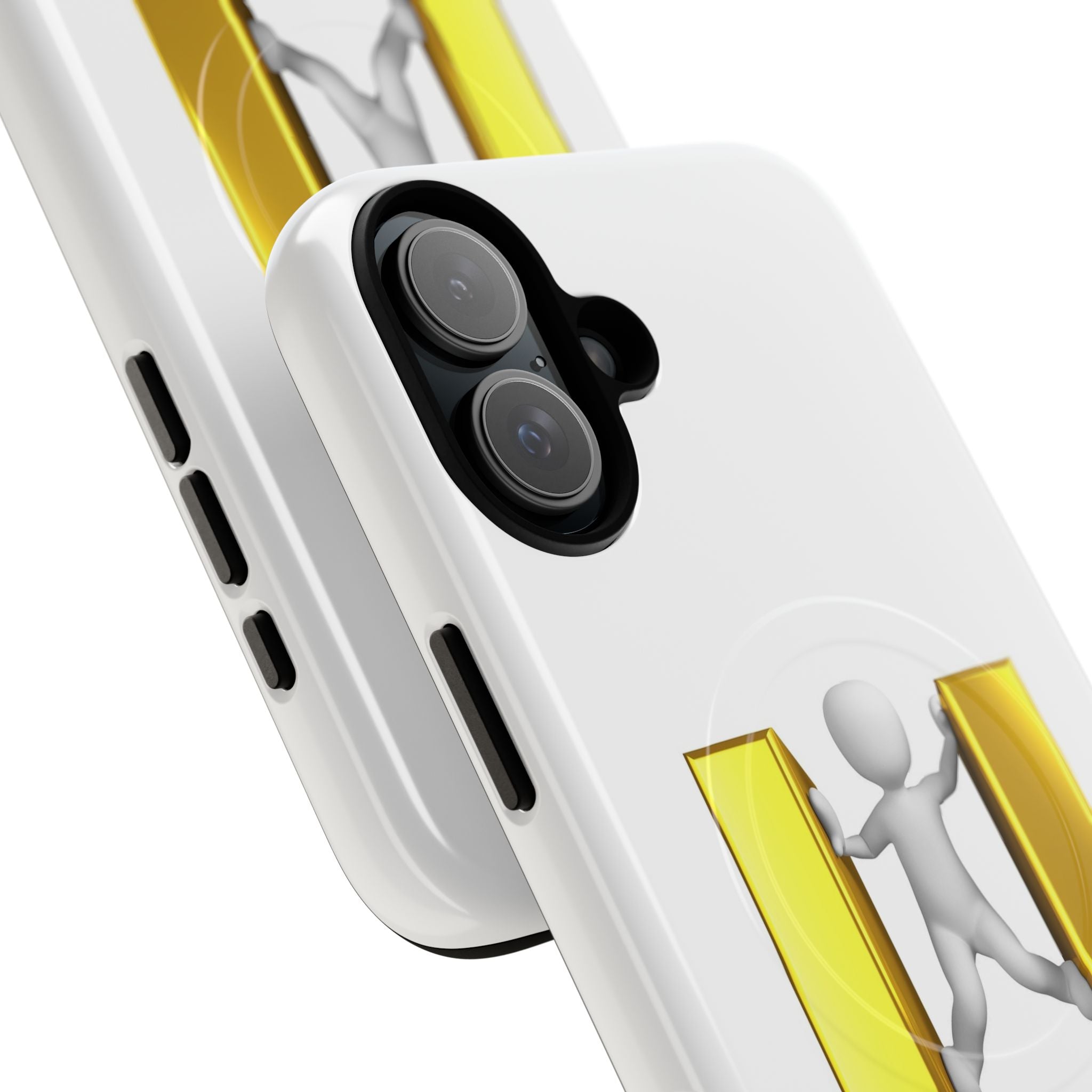 3D Gold U Letter with Stick Figure phone case | Tough Magnetic Case