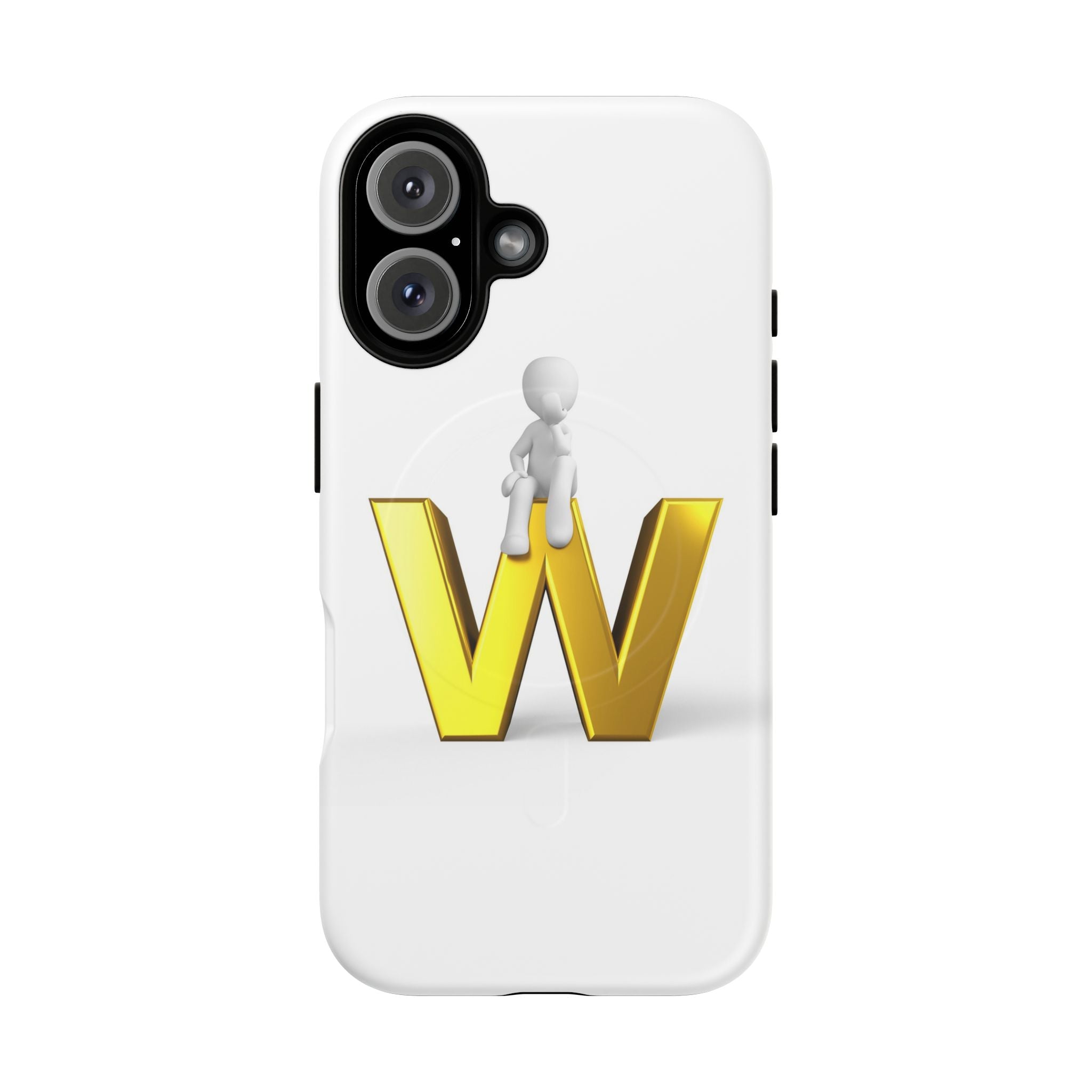 Coque de téléphone magnétique robuste avec figurine 3D sur fond doré