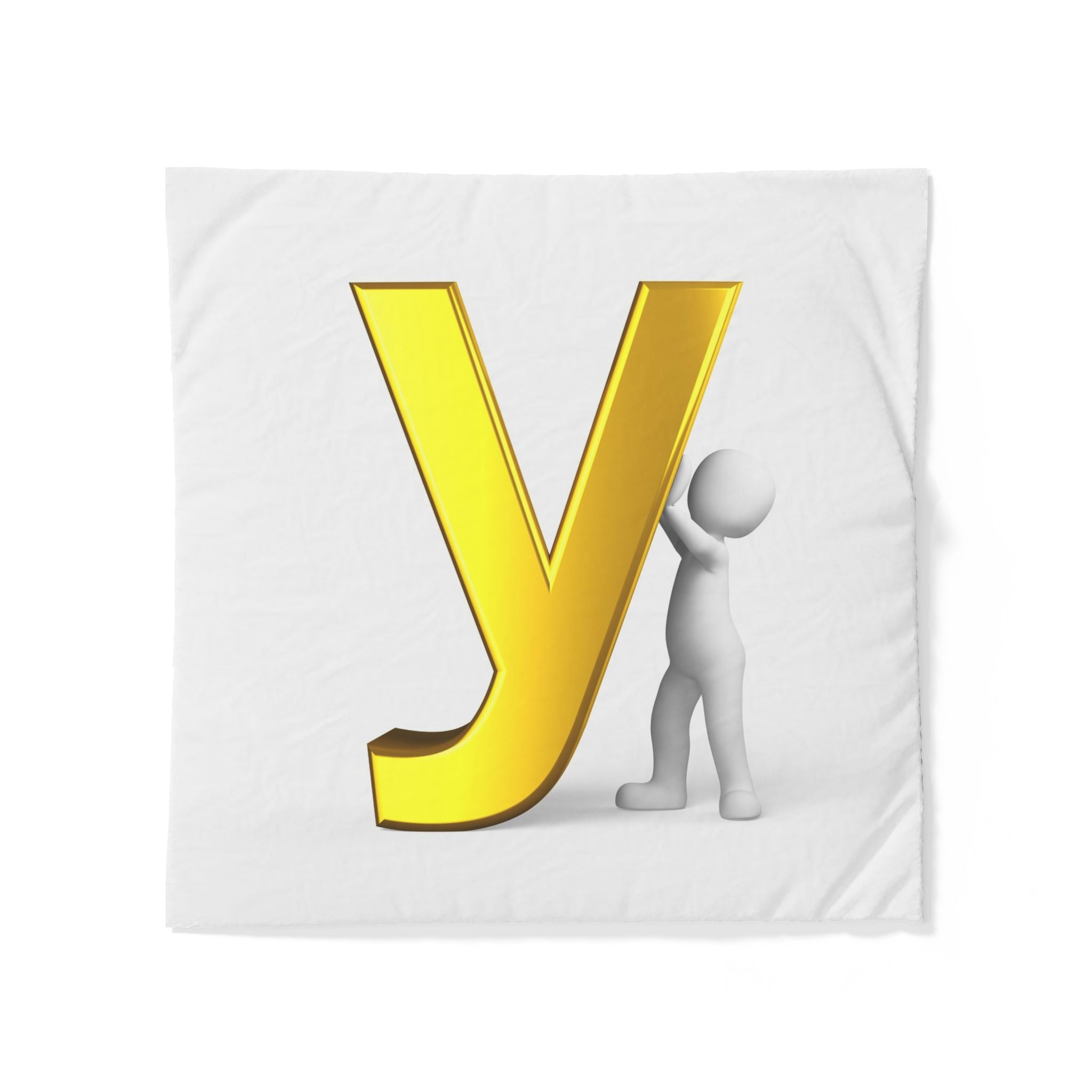 Gold Letter Y duvet cover | Monogram initial cotton duvet