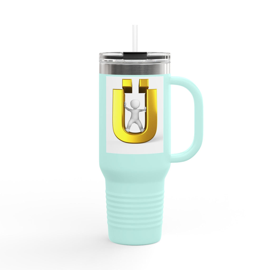 Golden Letter Ü with Figure 40oz Travel Mug | Insulated Tumbler
