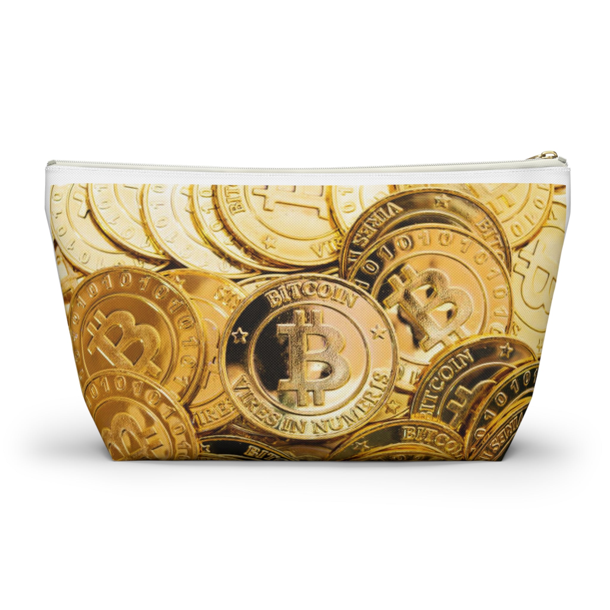 Bitcoin Coin Print Accessory Pouch | T Bottom Cosmetic Bag
