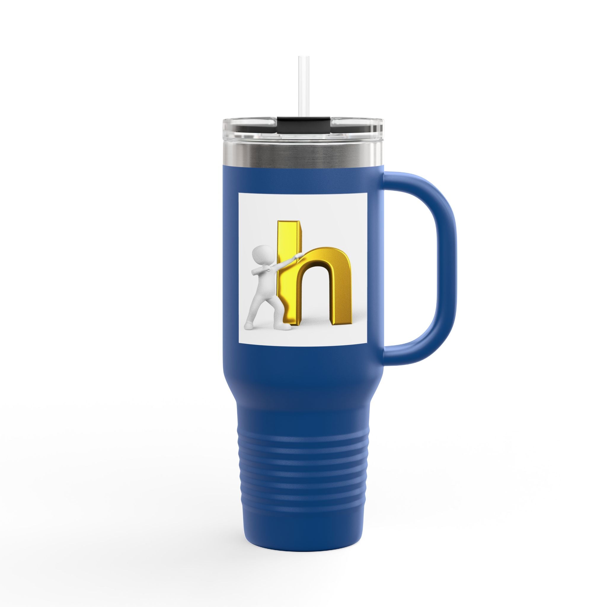 3D Gold Letter H with Figure | Travel Mug