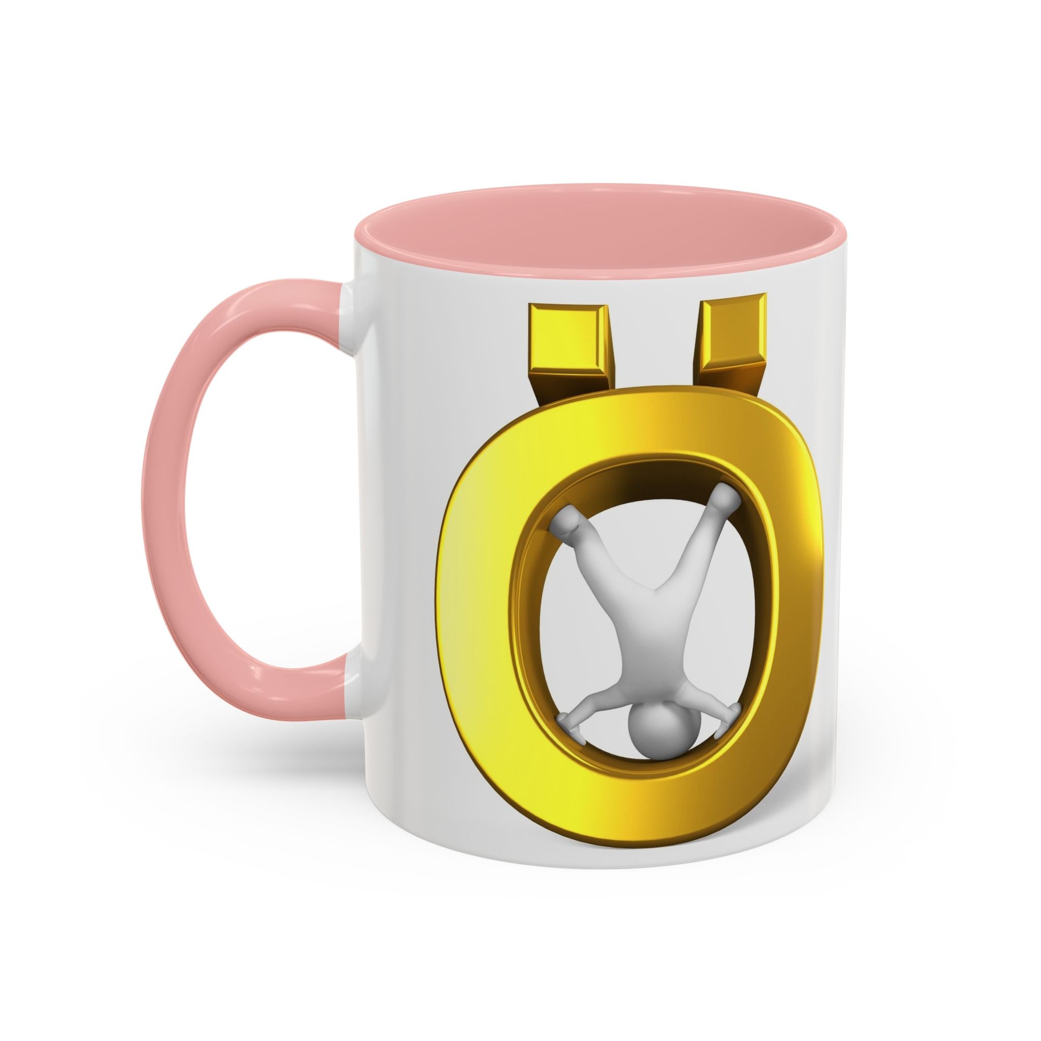3D Gold Ö Letter Coffee Mug | Accent Handle, Black Interior