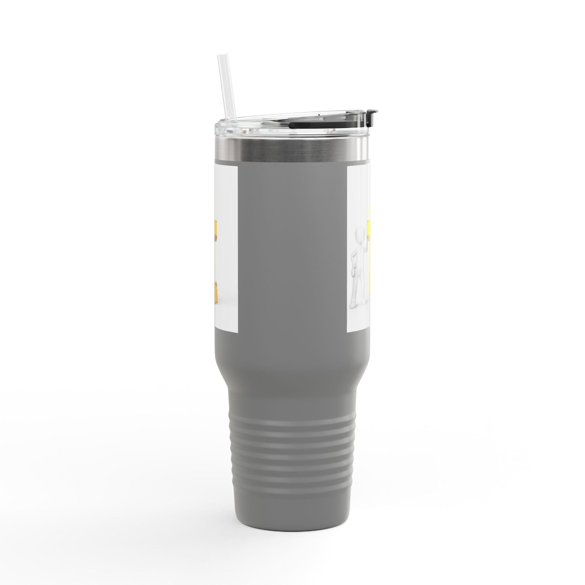 3D Stick Figure with Gold Letter T Insulated Travel Mug 40oz | Tall Tumbler