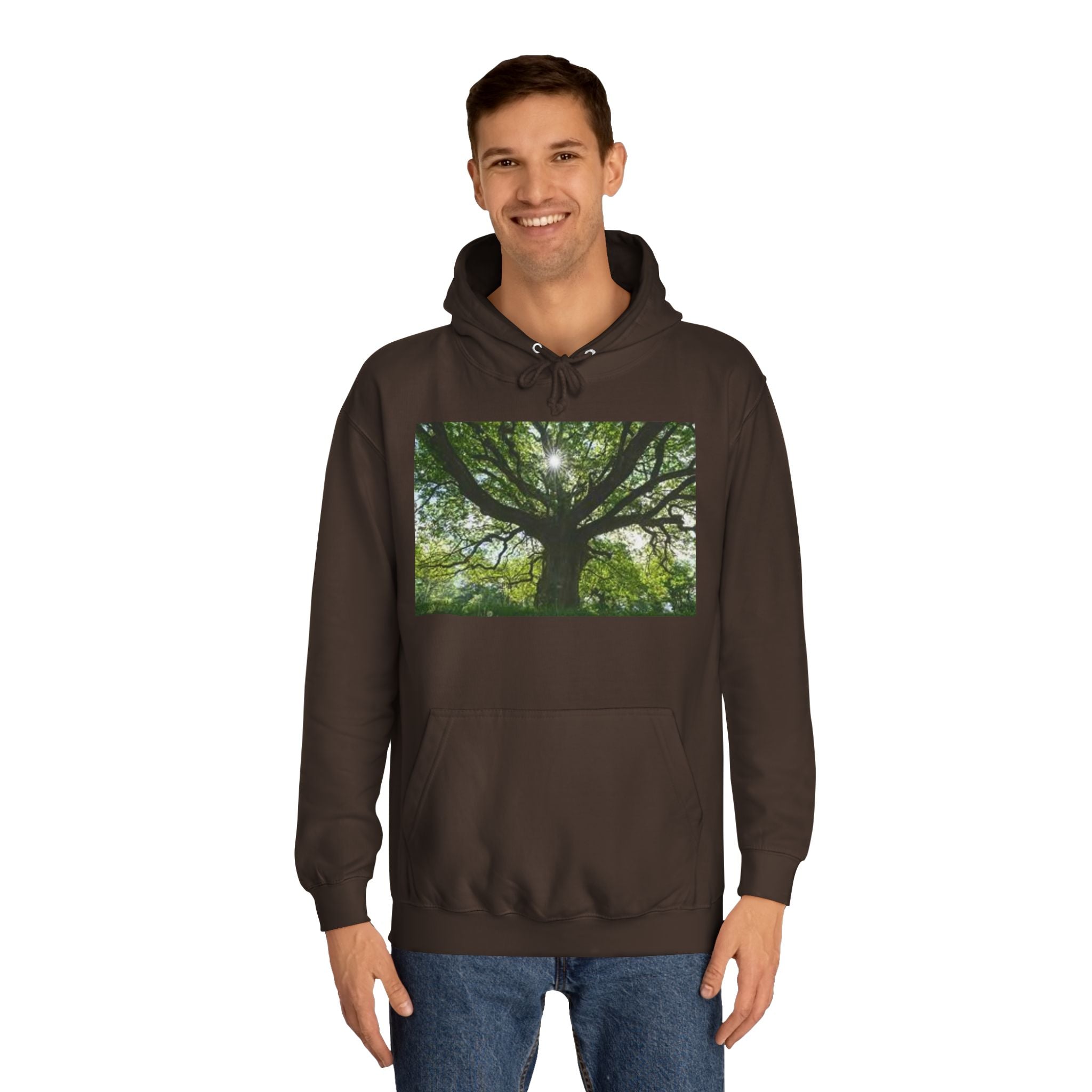 Sunlit Oak Tree Hoodie | Forest Nature Photography, Green Tree Sweatshirt