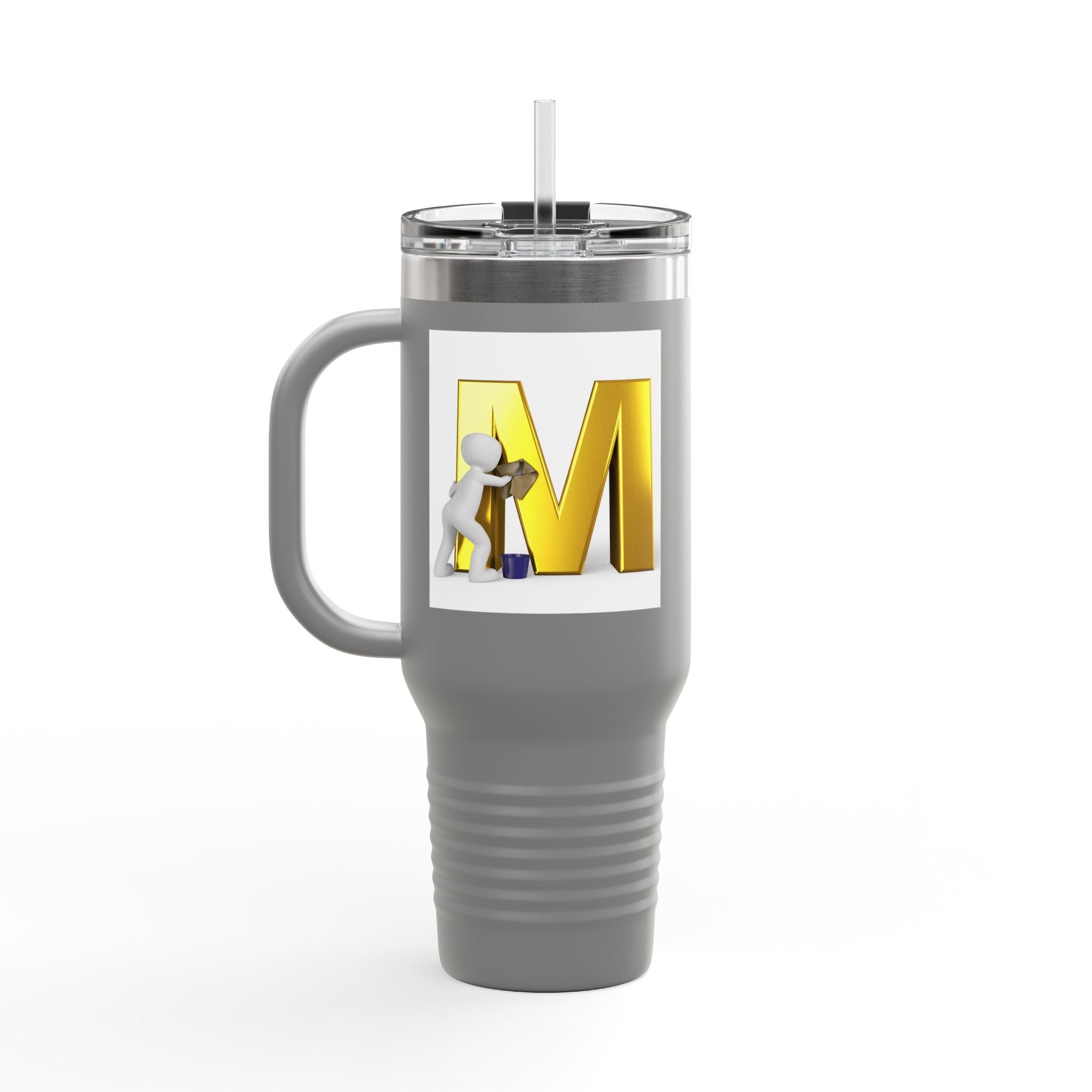 3D Gold Letter M with Figure Travel Mug | 40oz Insulated Tumbler