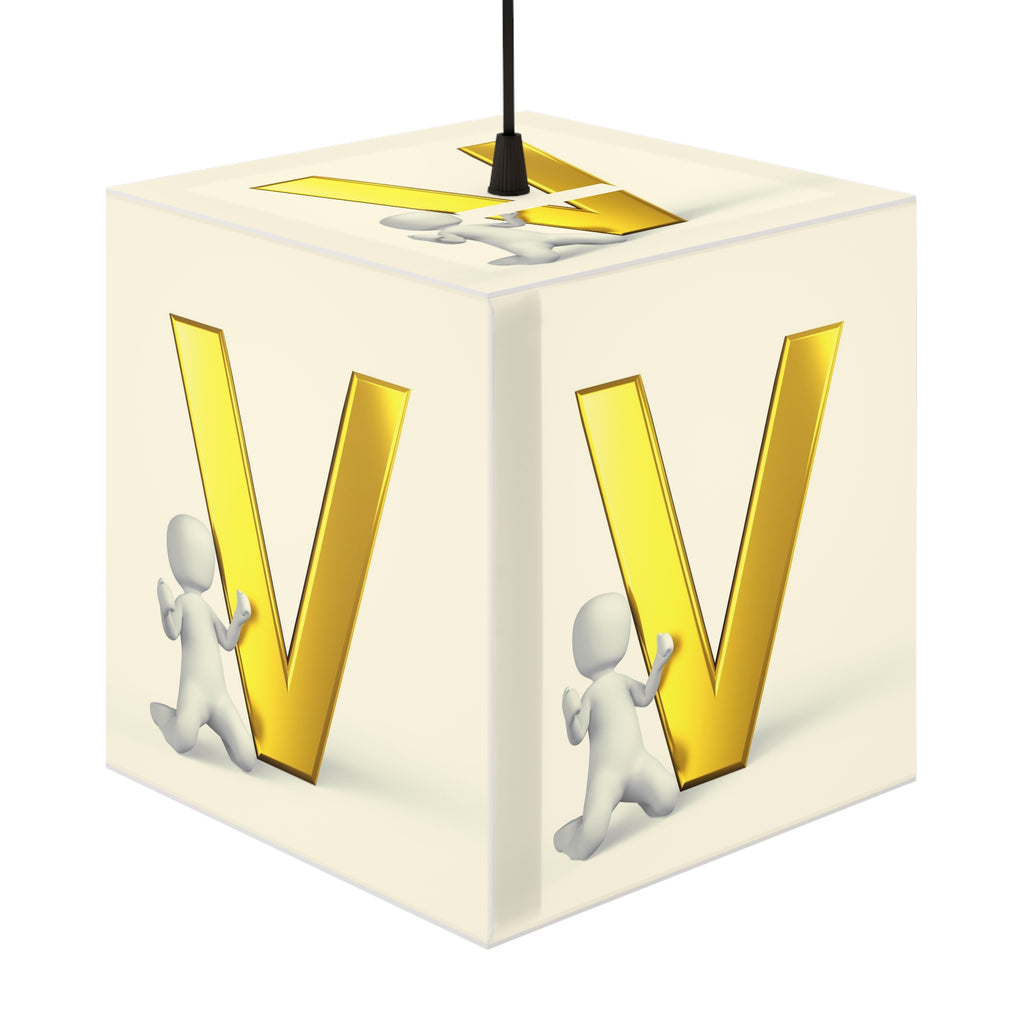 Light Cube Lamp | Gold Letter V