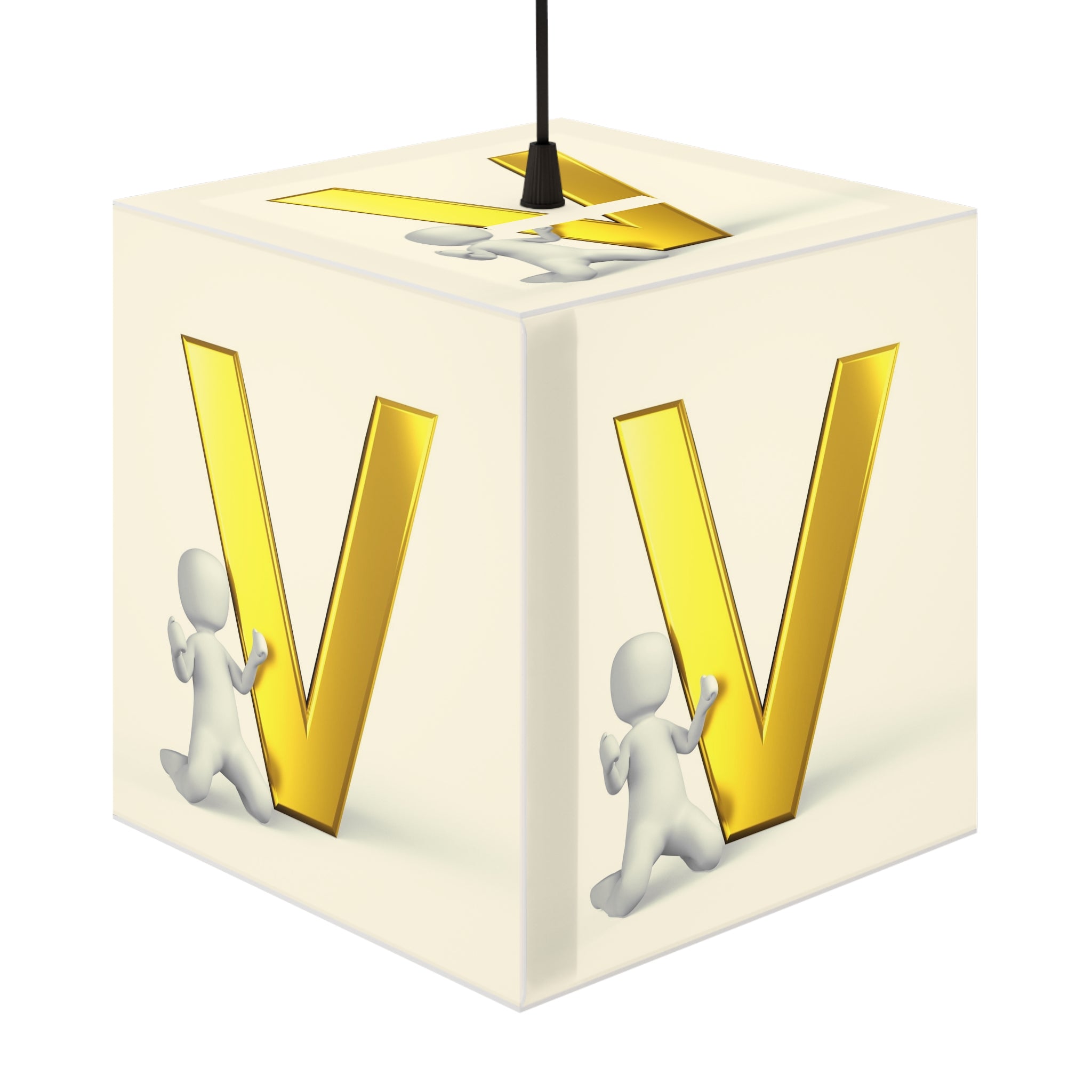 Light Cube Lamp | Gold Letter V