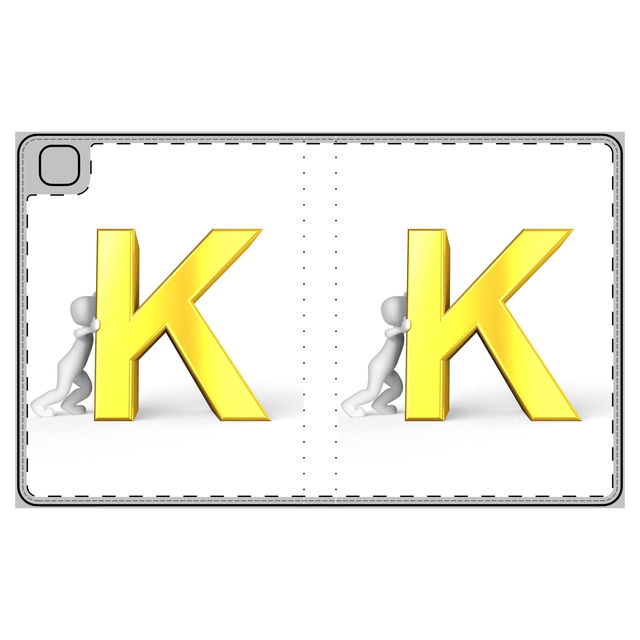 Yellow Letter K Tablet Folio Case | Monogram Initial K Phonebook Style