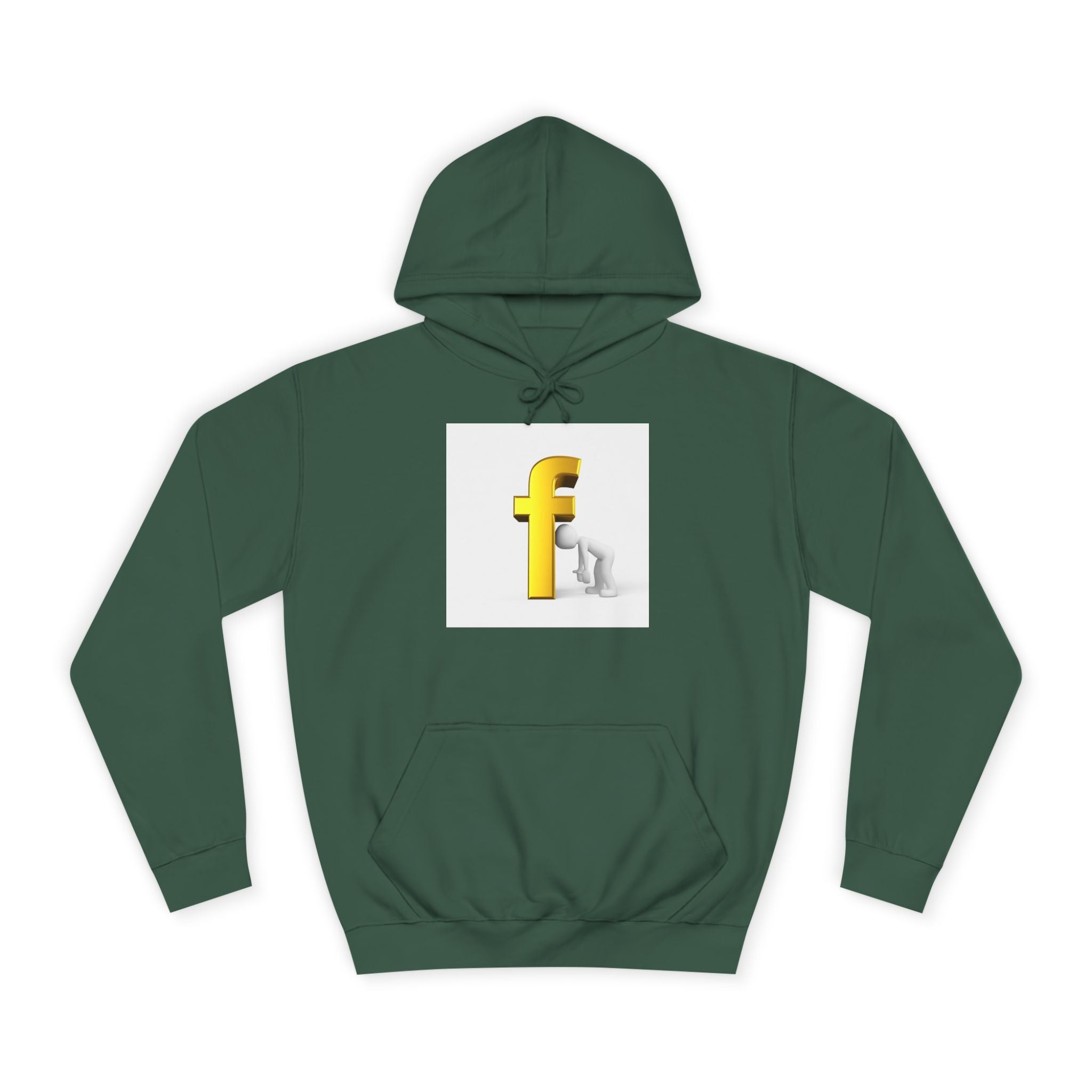 Yellow 3D Letter F Kneeling Figure Hoodie | Typography Graphic