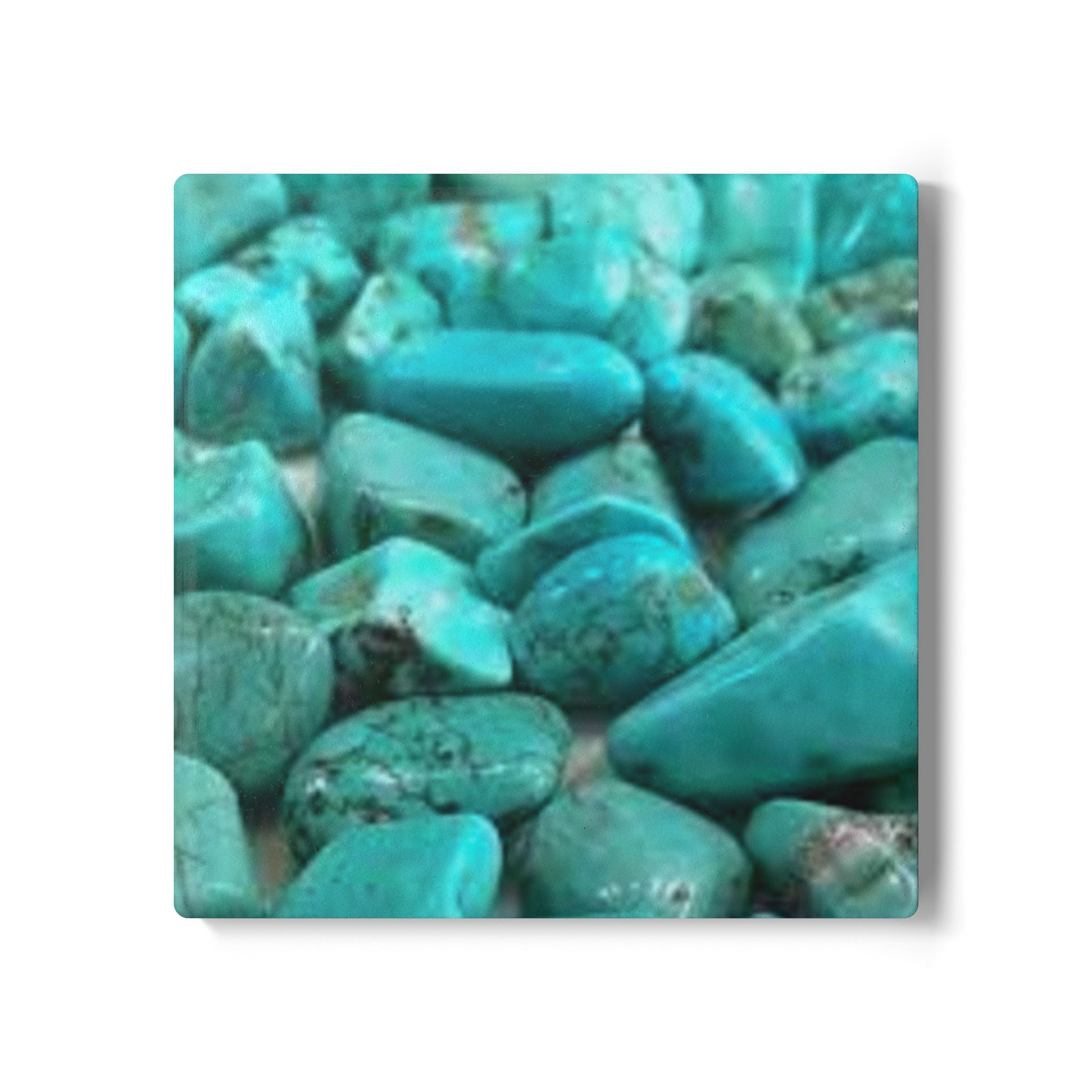 Turquoise Stone Pattern Ceramic Coaster | Round Cork Back