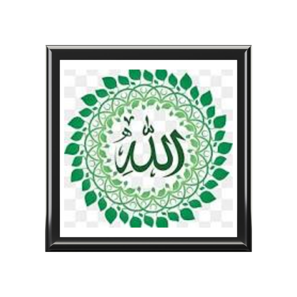 Allah Calligraphy Jewelry Box | Islamic Leaf Mandala Trinket Box