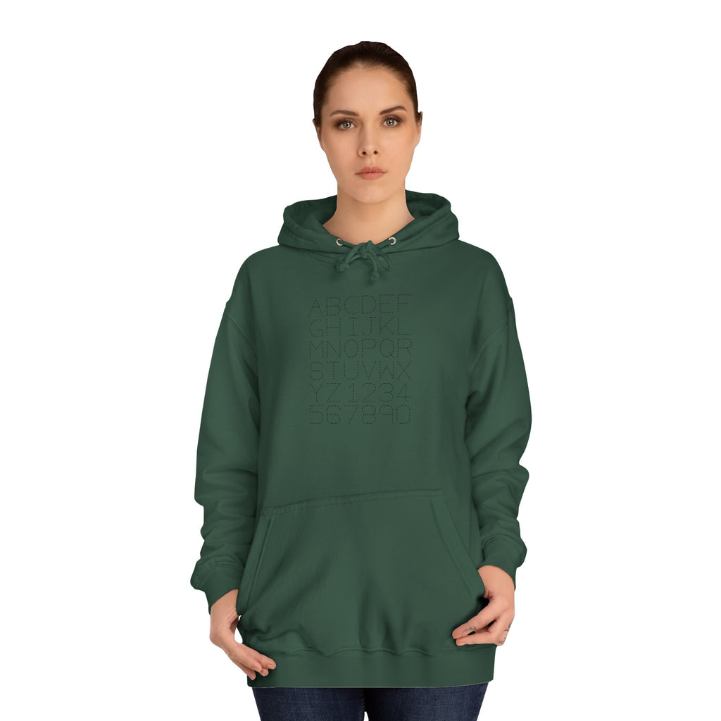 College Dotted Alphabet Hoodie | Campus Sweatshirt, Collegiate Style