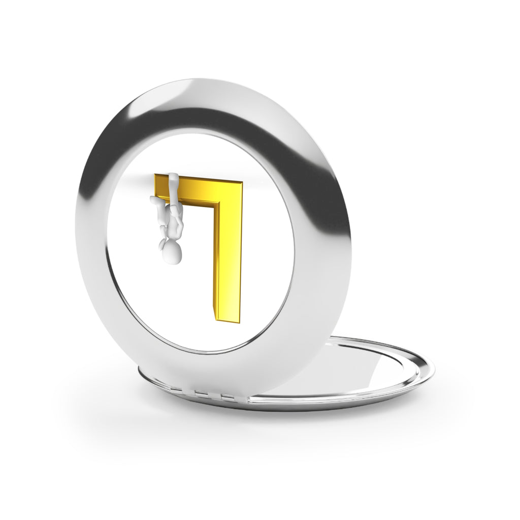 Golden Letter L with Mini Figure Compact Travel Mirror | Initial L Mirror