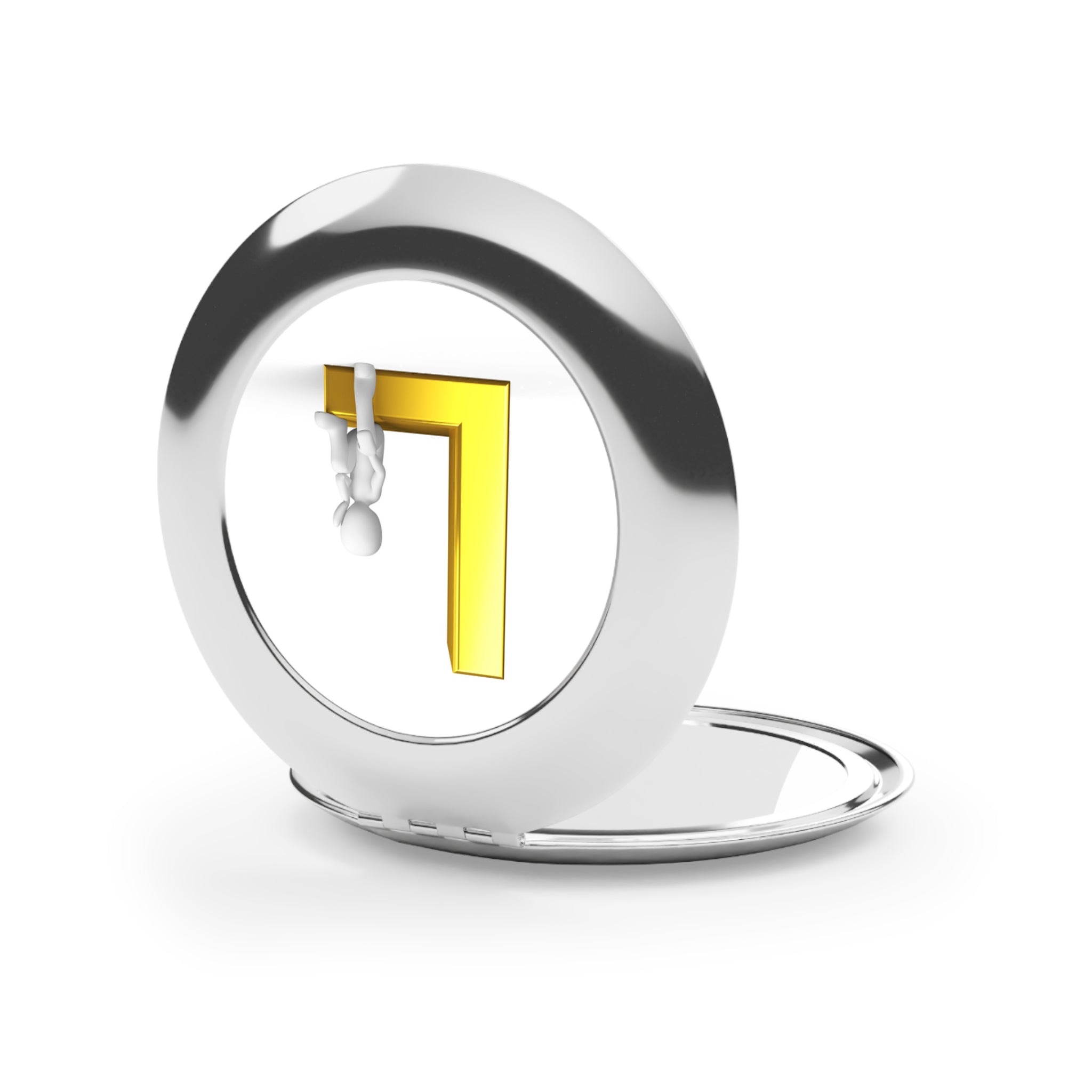 Golden Letter L with Mini Figure Compact Travel Mirror | Initial L Mirror