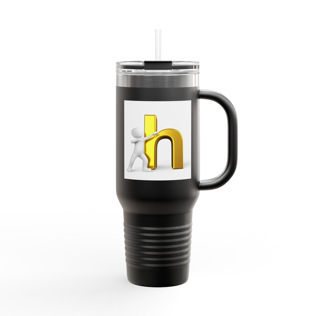 3D Gold Letter H with Figure | Travel Mug