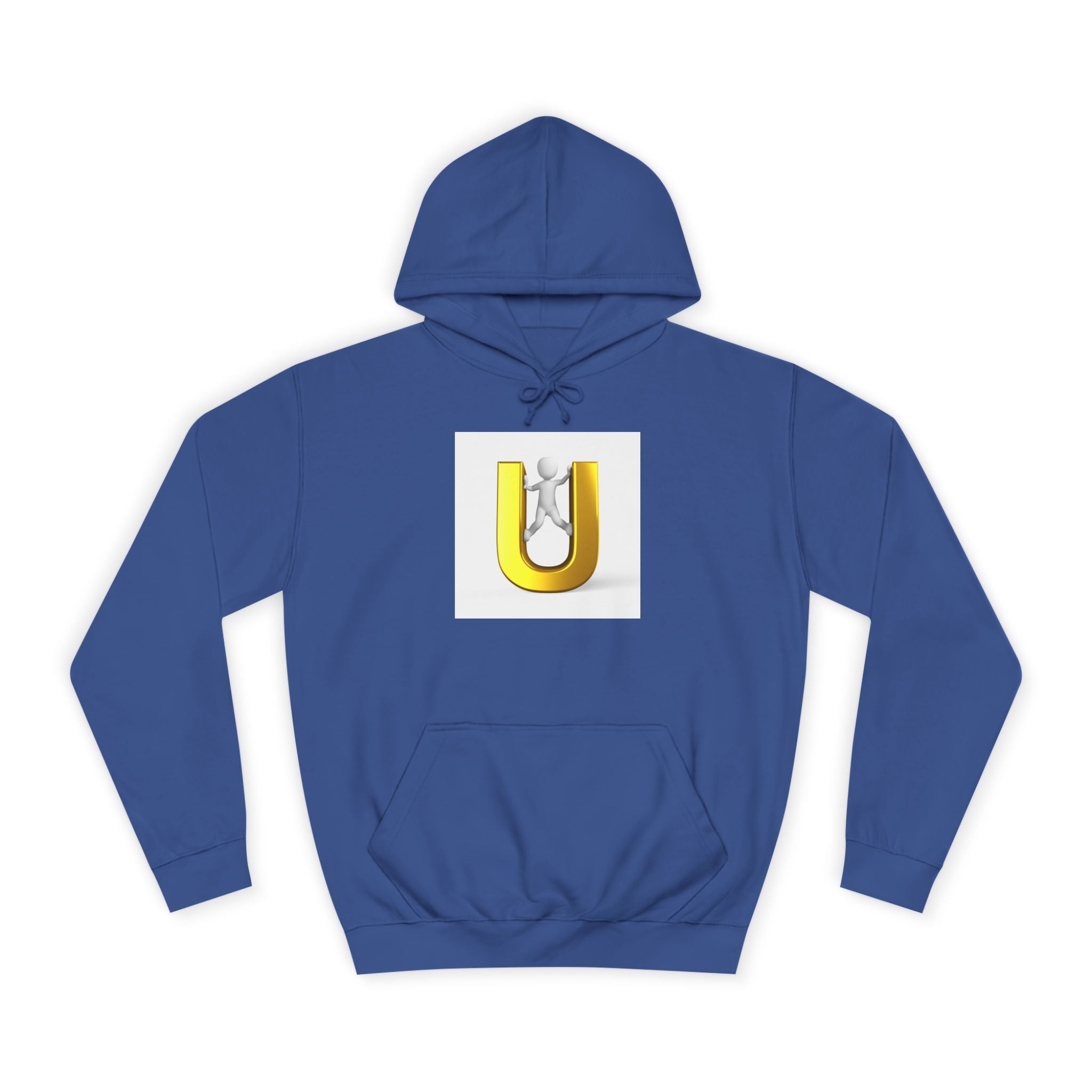 Sweat à capuche lettre U 3D Or | Sweat-shirt typographique bonhomme allumette grimpant