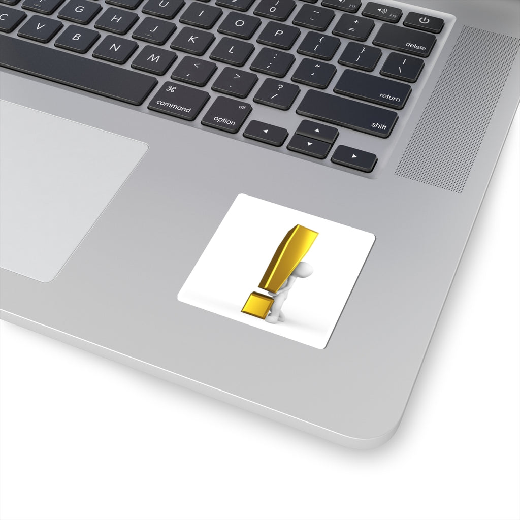 3D Gold Exclamation Mark Sticker, Kiss-Cut Stickers | Laptop Decal