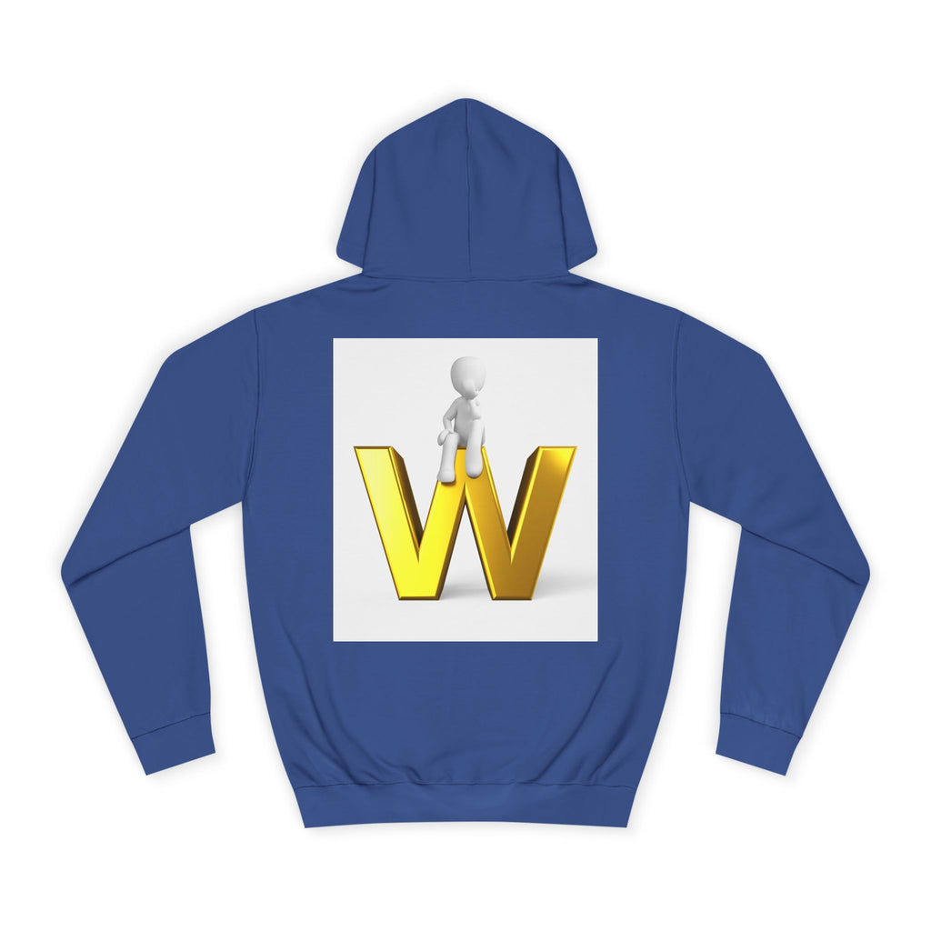3D Gold W Letter with Sitting Figure Hoodie | Initial W Sweatshirt