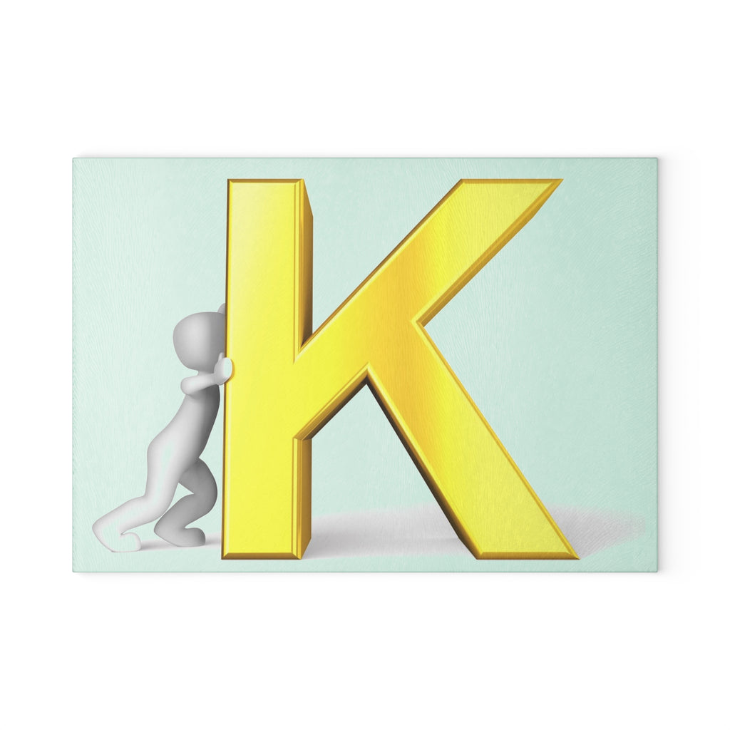 Gold Letter K design Glass Cutting Board | Monogram Initial K