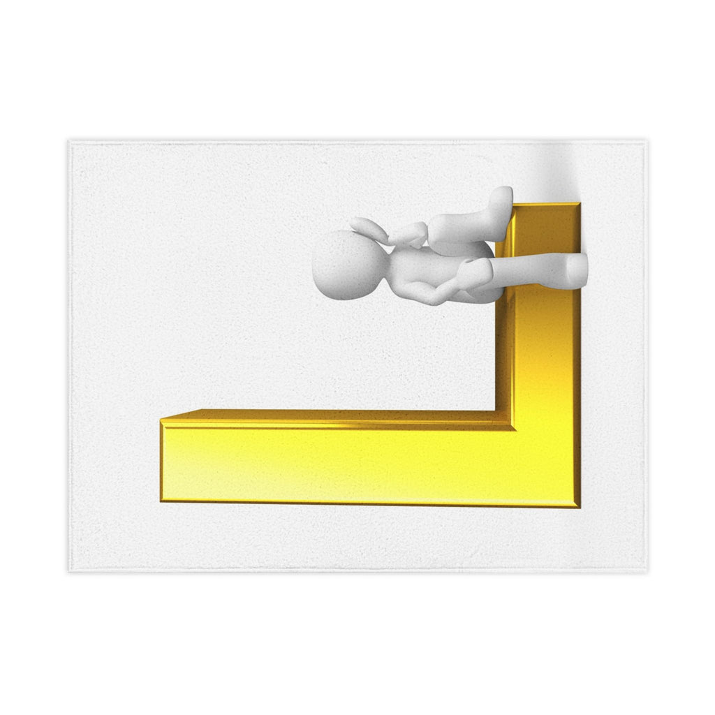 Gold Letter L with 3D Figure Toddler Blanket | Personalized Initial Nursery