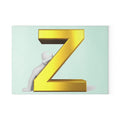 Gold Letter Z with Figure Glass Cutting Board | Monogram Initial Kitchen Decor