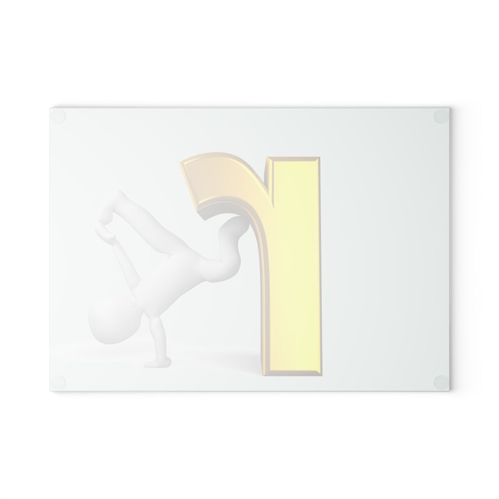 3D Letter r Breakdance Graphic Glass Cutting Board | Alphabet Kitchen Decor