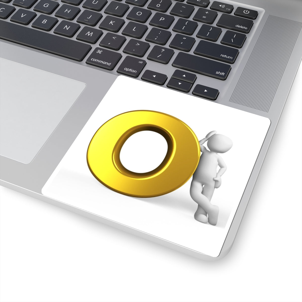 3D Gold Letter O Character Sticker | Kiss-Cut Sticker