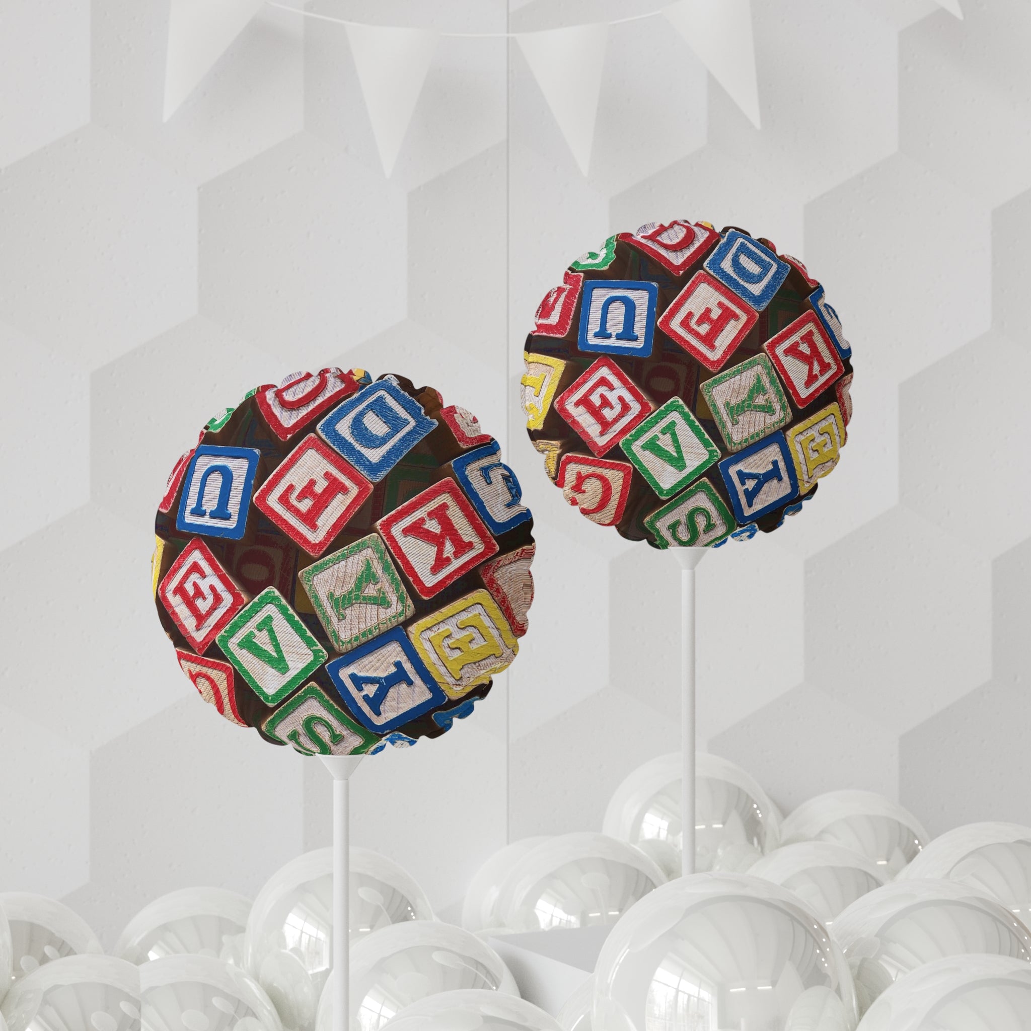 Alphabet Blocks Pattern Balloon | 11" Round/Mylar
