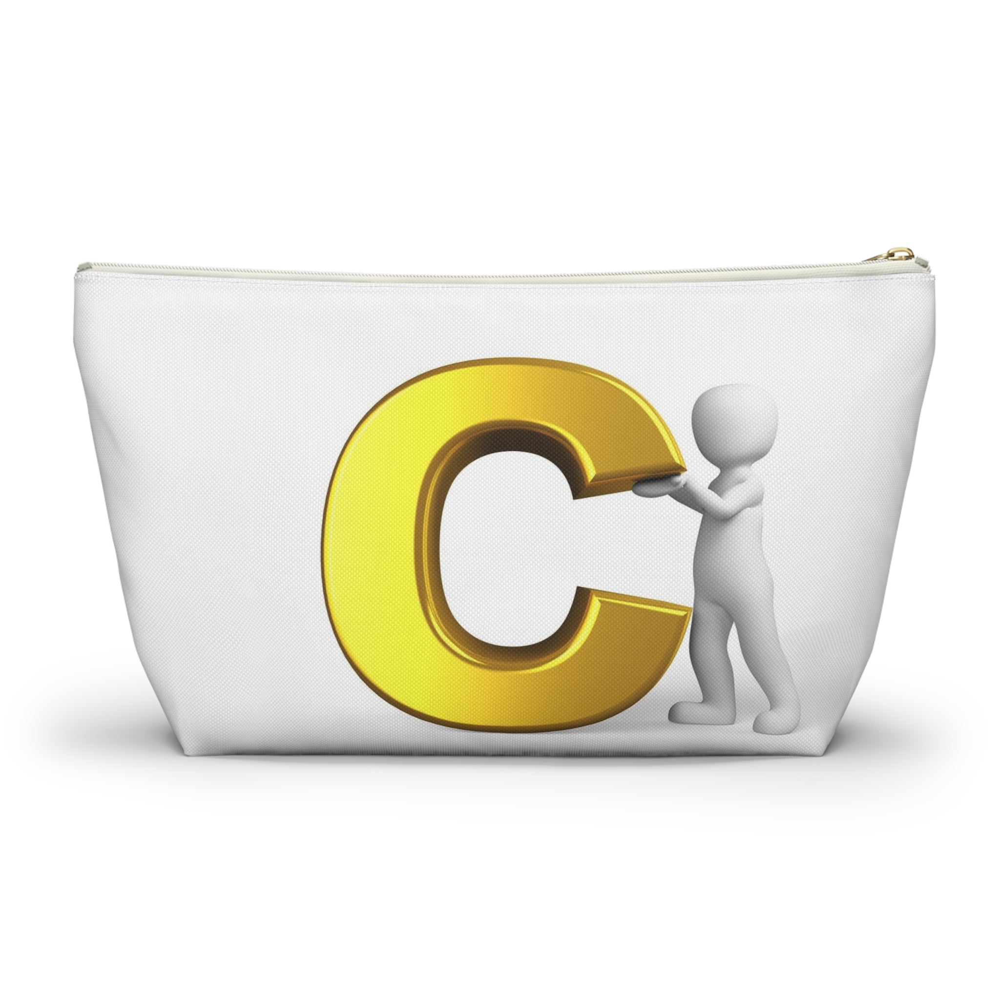 Gold Letter C with Figure Accessory Pouch