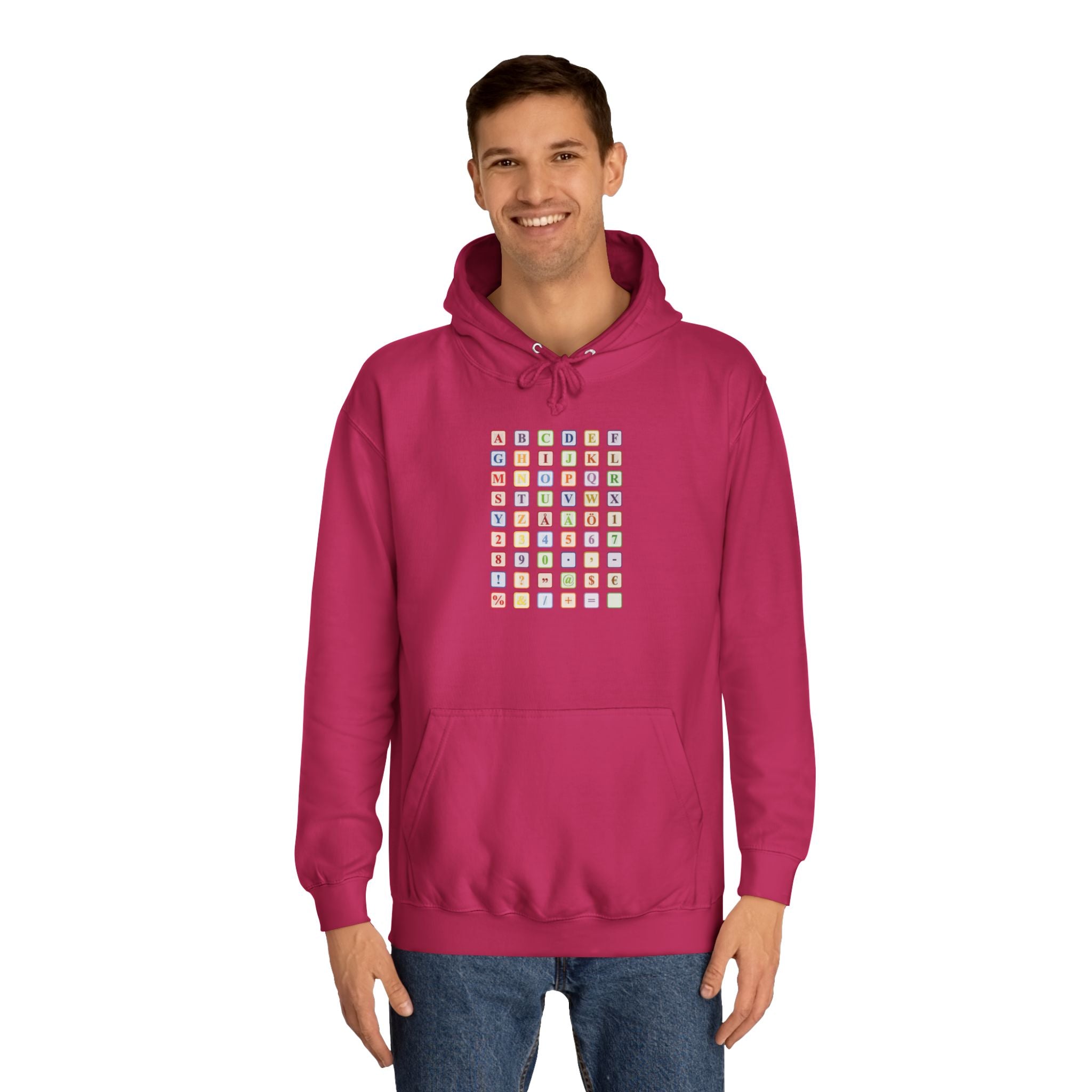 Alphabet Blocks Hoodie | Colorful Letter Grid, Back & Front Print