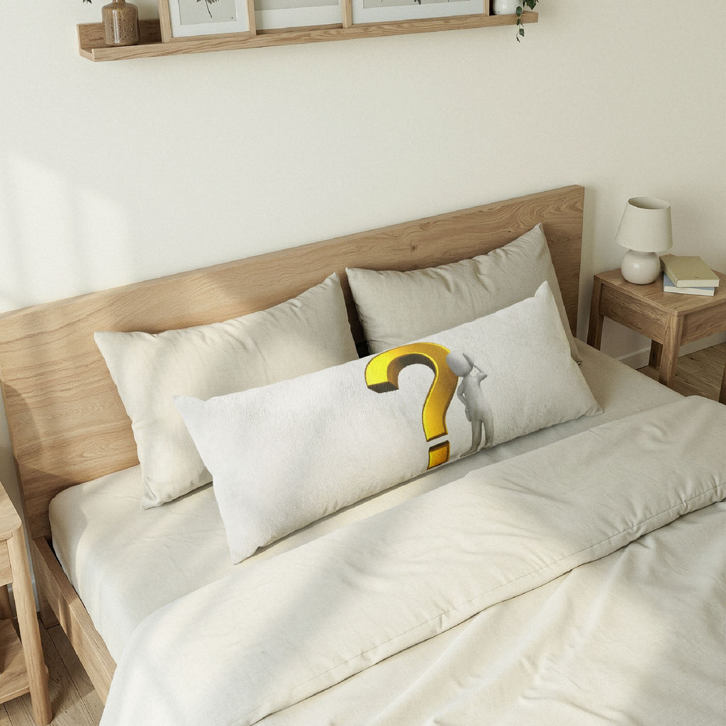 Gold Question Mark Figure Body Pillow | Question Symbol Decorative Pillow