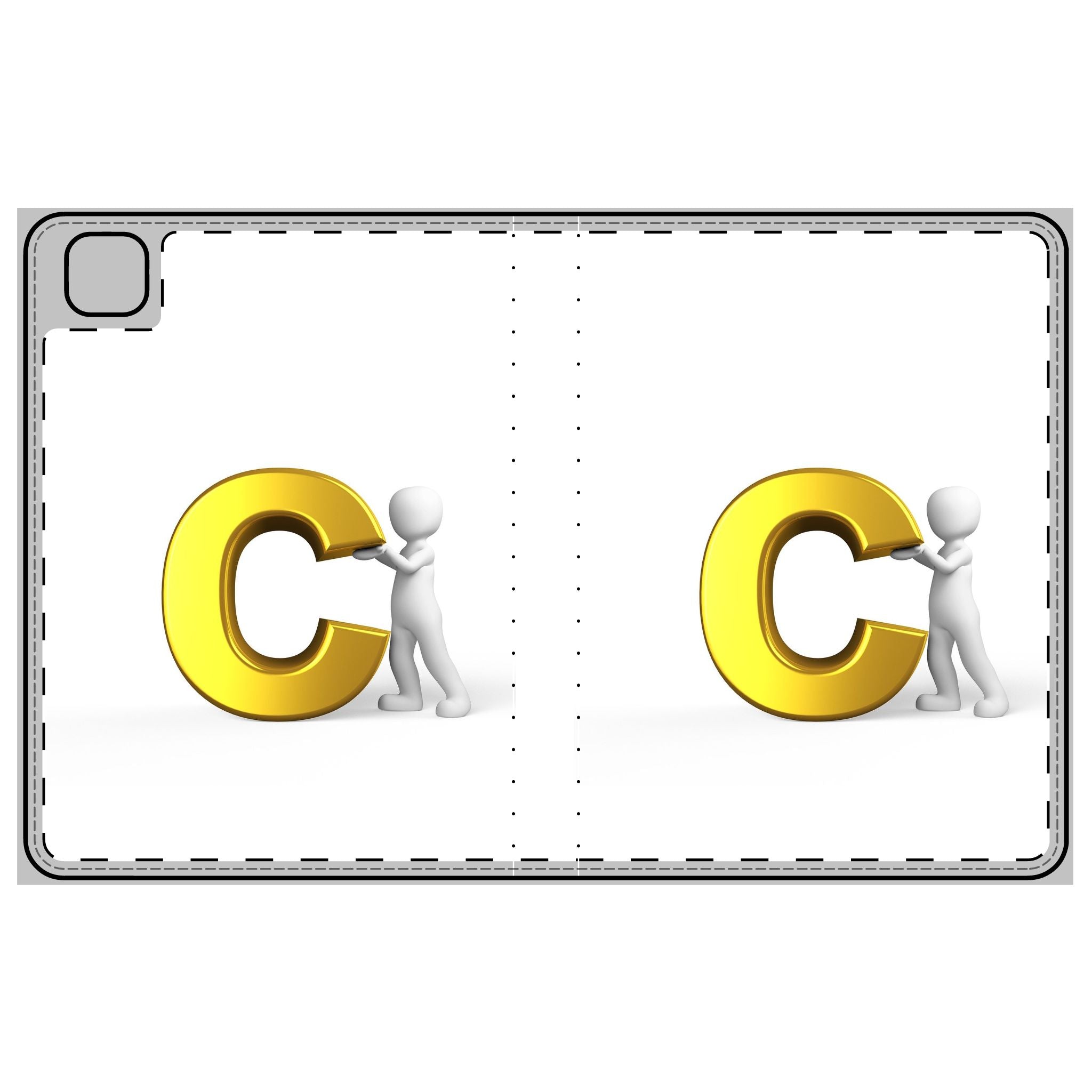 3D Gold Letter C Character Tablet Folio Case | Initial C Cover