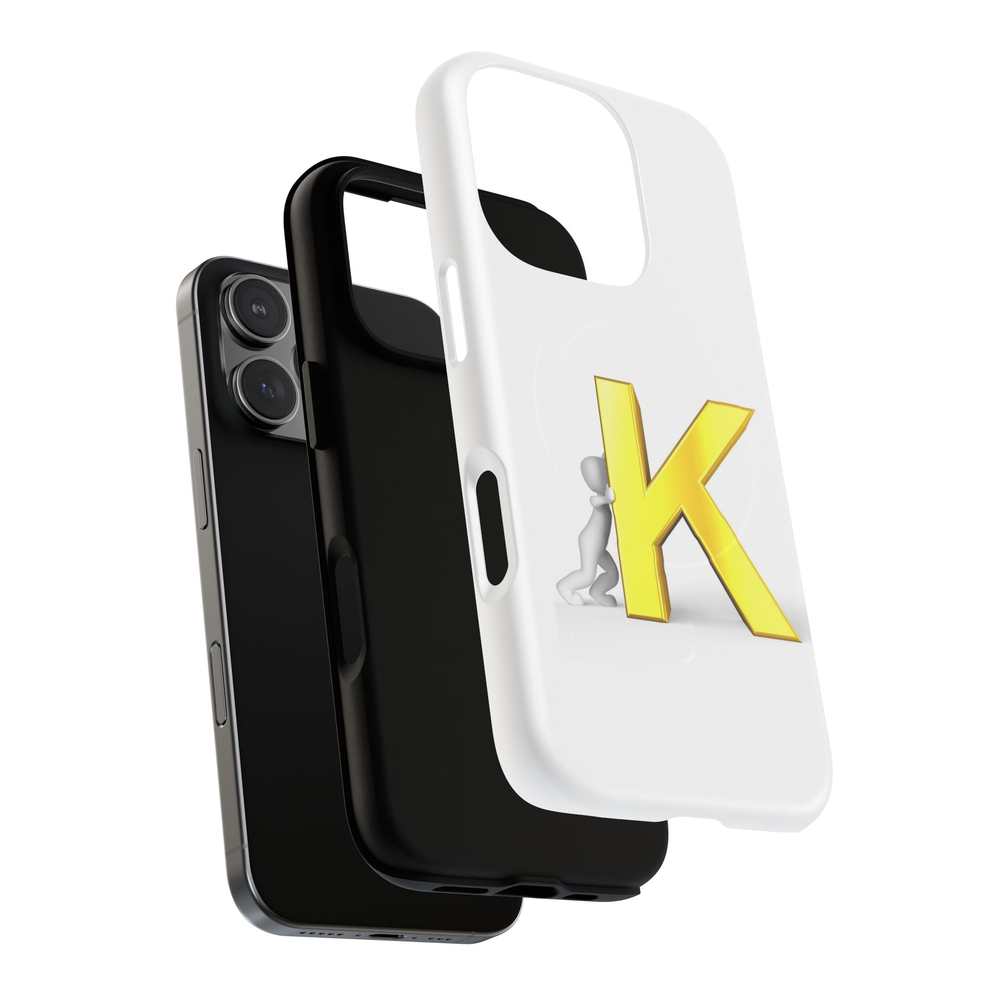 Yellow K Letter Phone Case | Tough Magnetic Case, Monogram Initial K