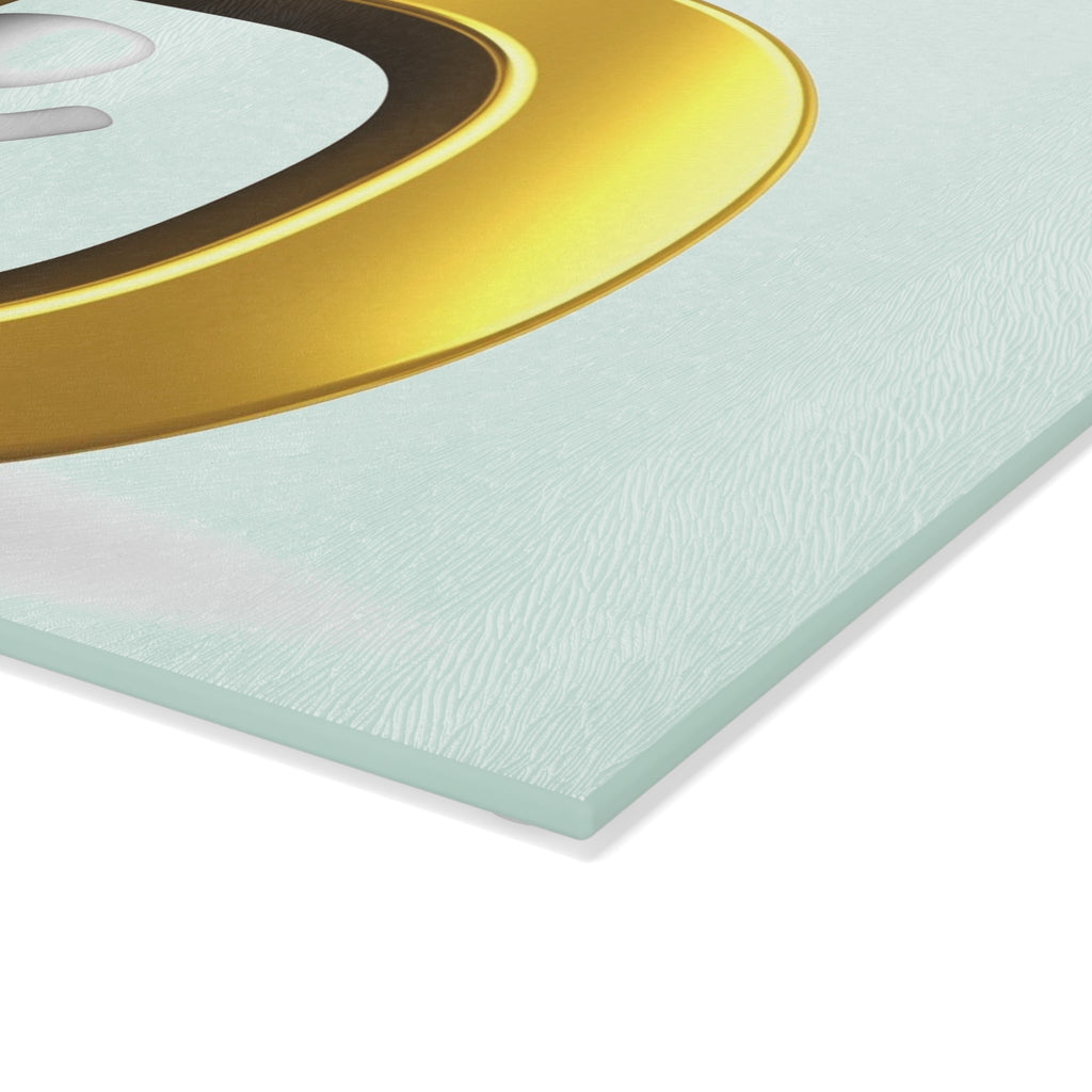 Gold Letter D with Sitting Figure Glass Cutting Board | Monogram Initial Kitchen Decor