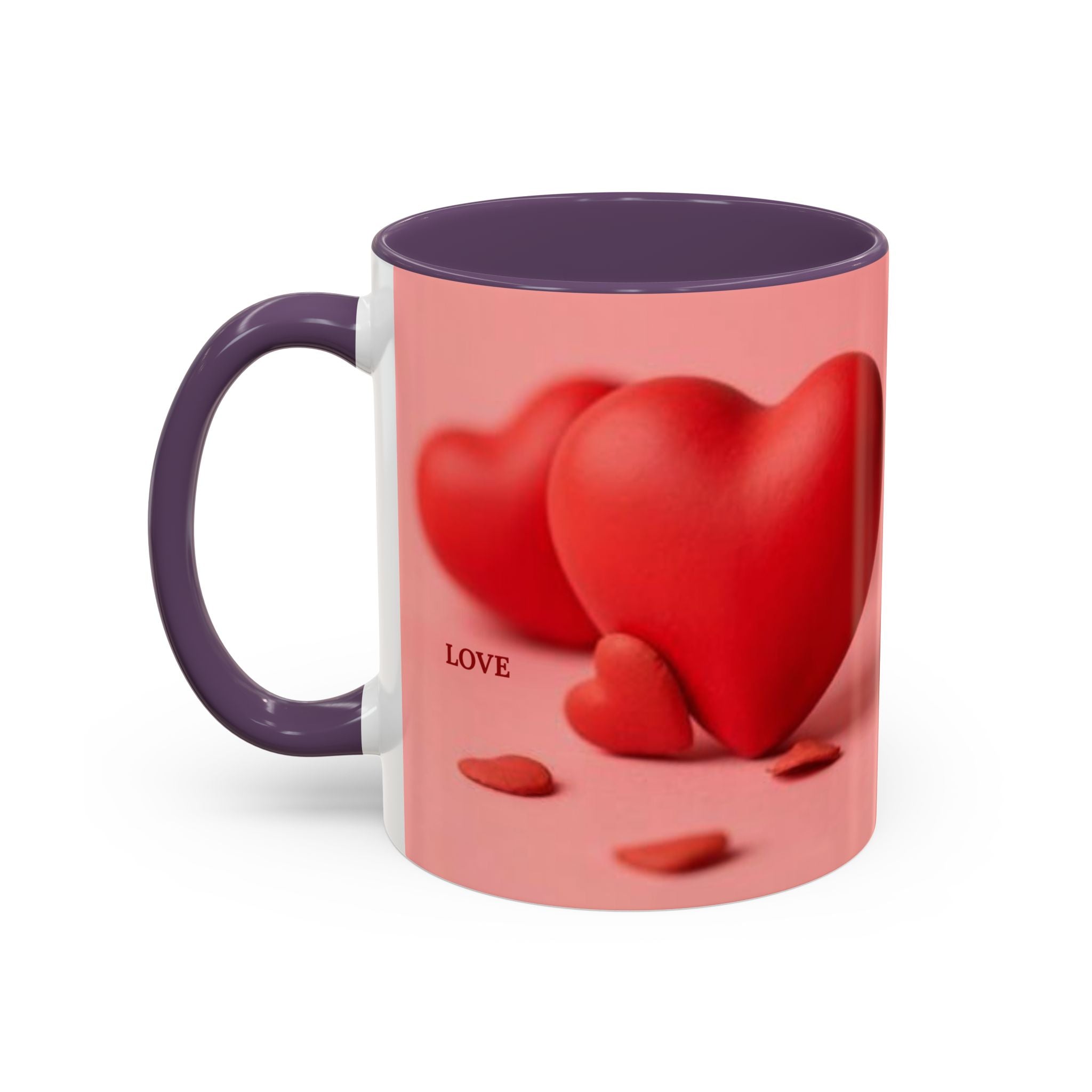 Red Heart Love Design Accent Coffee Mug | Valentine Heart Ceramic Mug