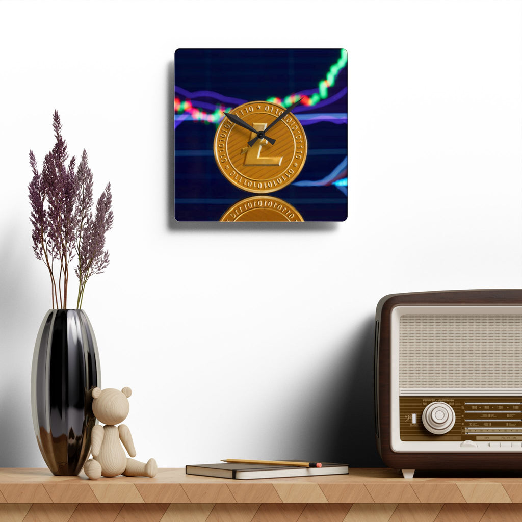 Litecoin Coin Crypto Wall Clock | Acrylic
