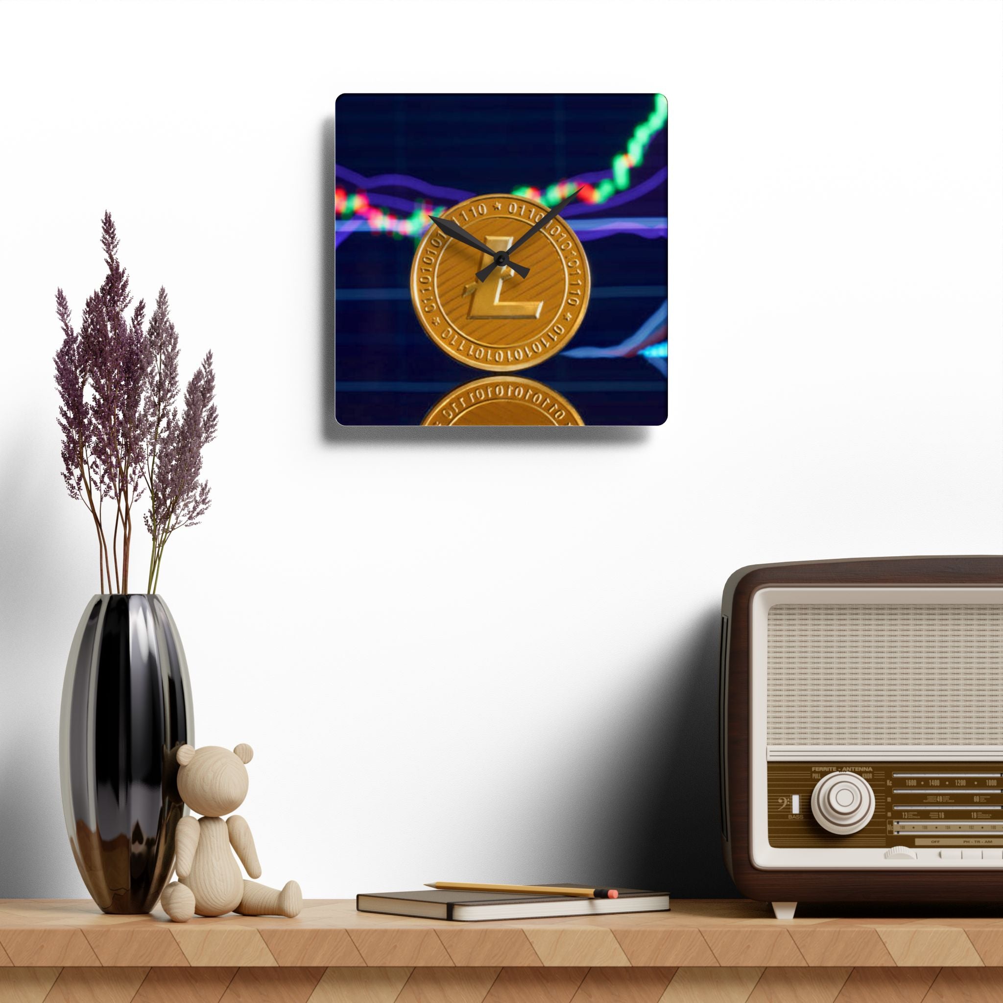 Litecoin Coin Crypto Wall Clock | Acrylic