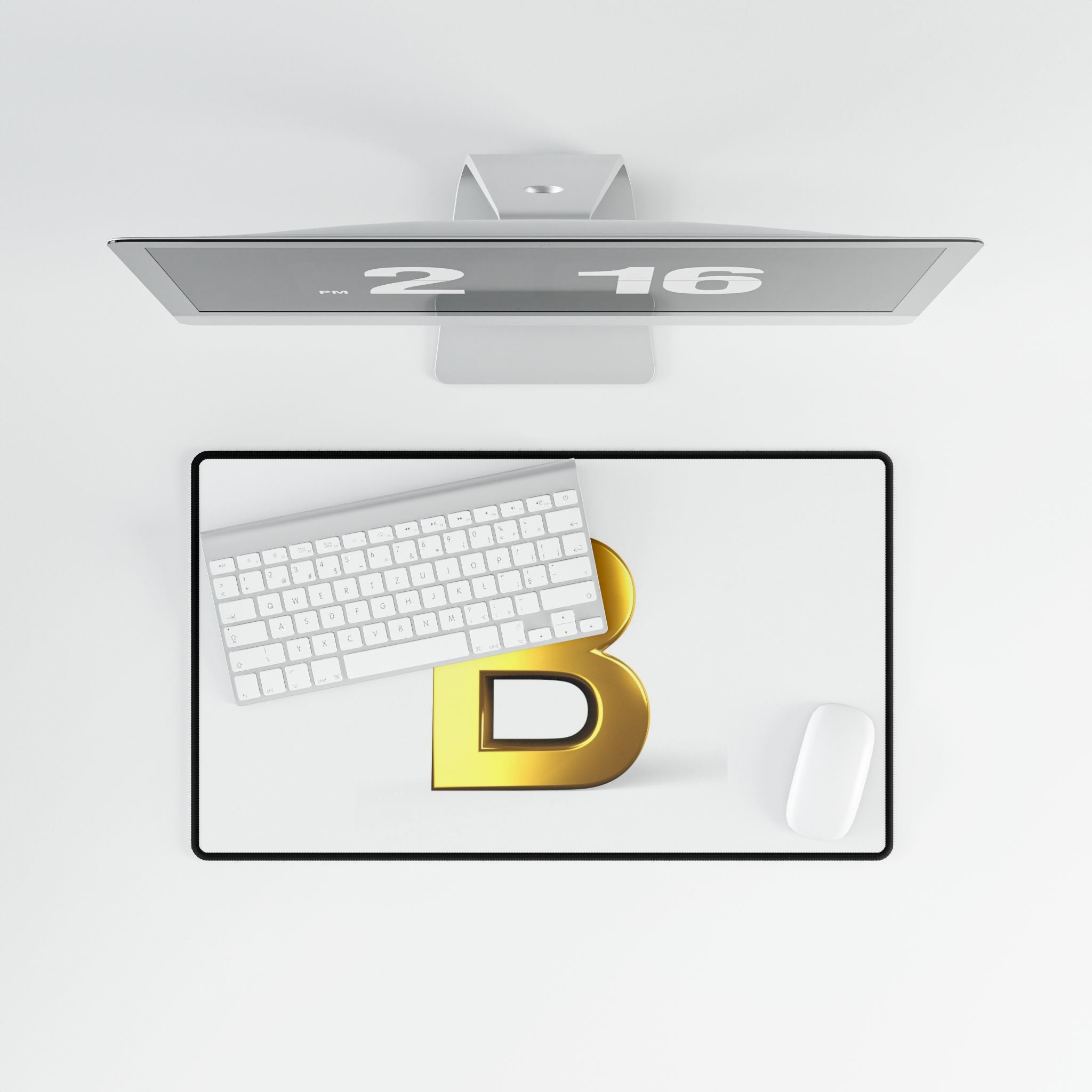 Gold Letter B Desk Mat | Large Keyboard Mouse Pad