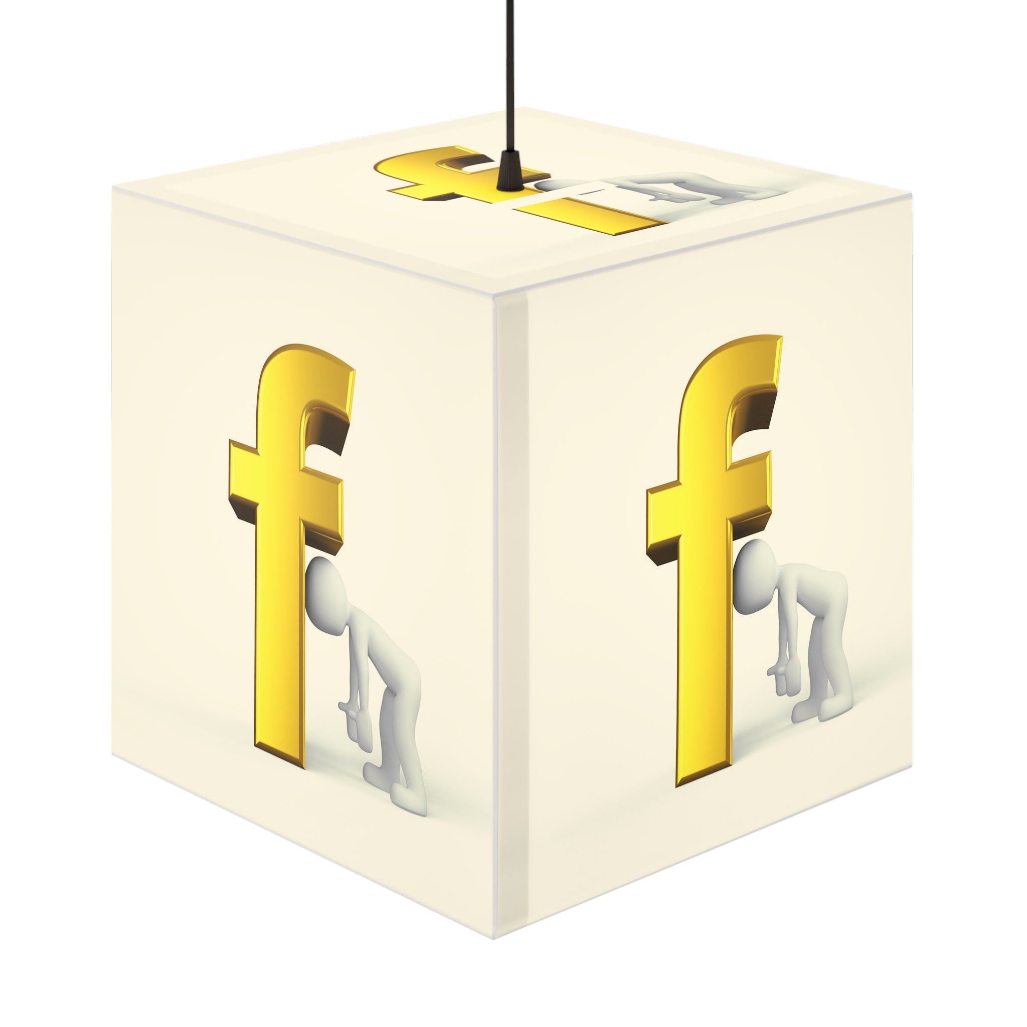 Golden Letter F Cube Lamp | Decor Light