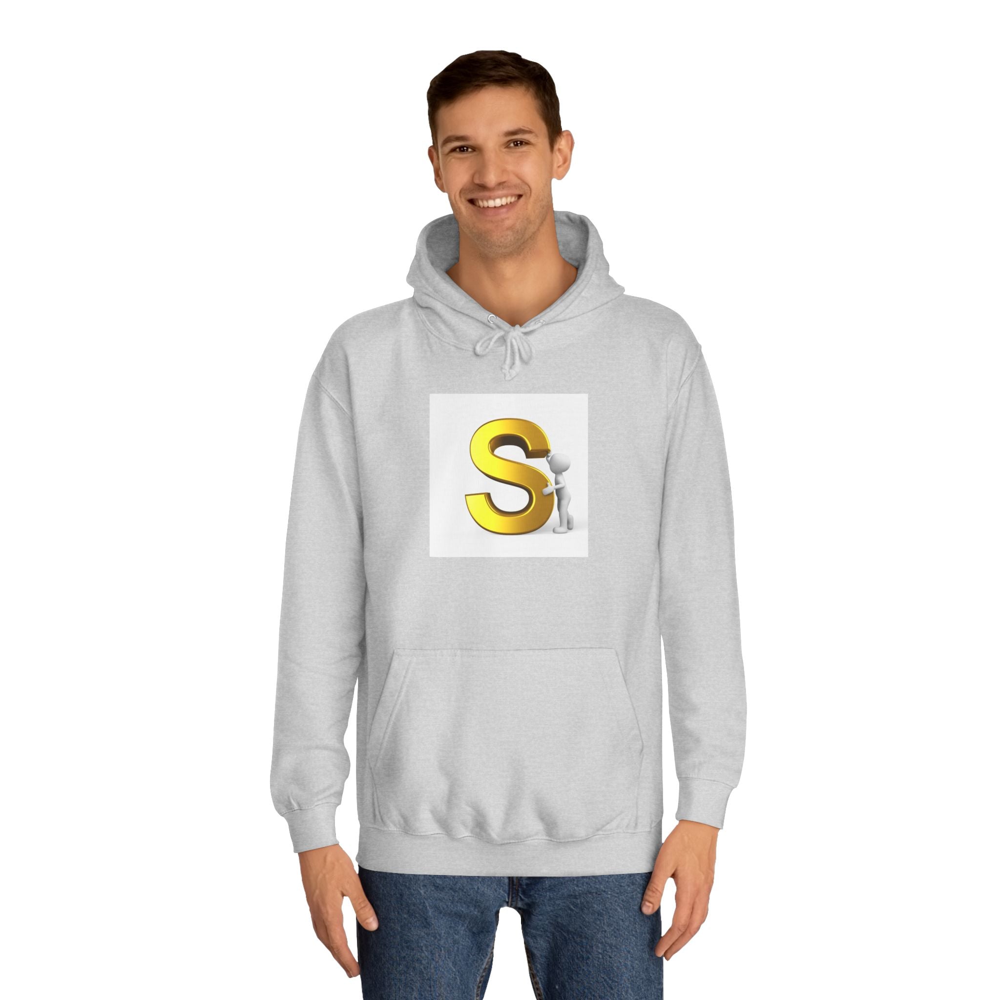 Gold Letter S with Character Hoodie | Initial Monogram Sweatshirt