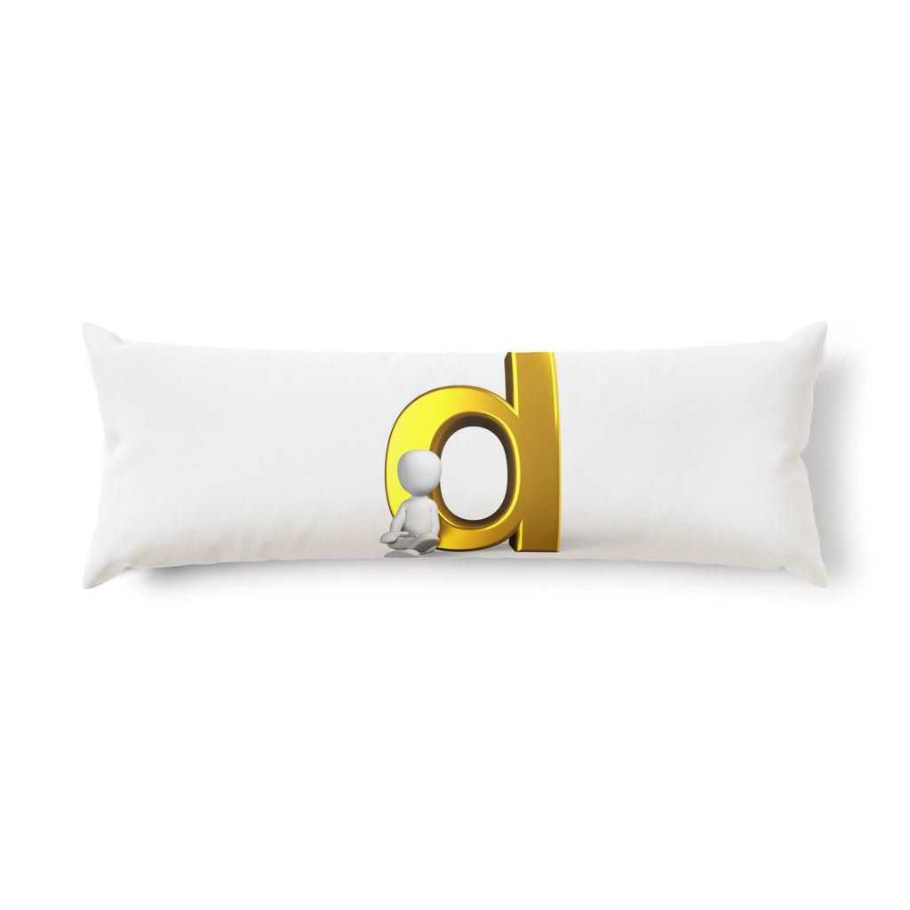Gold Letter D with Sitting Character Body Pillow | Personalized Monogram Decor