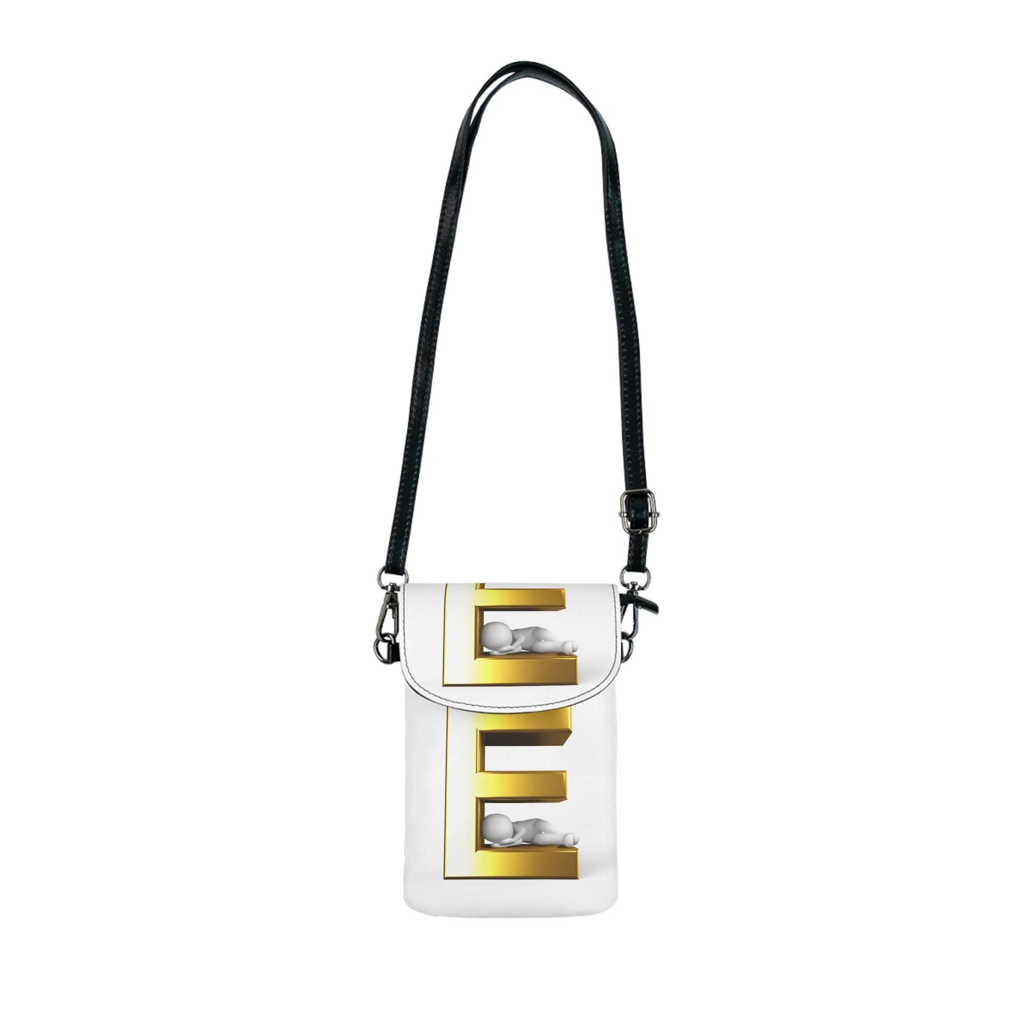 Gold Letter E Monogram Small Cell Phone Wallet | Crossbody Phone Bag