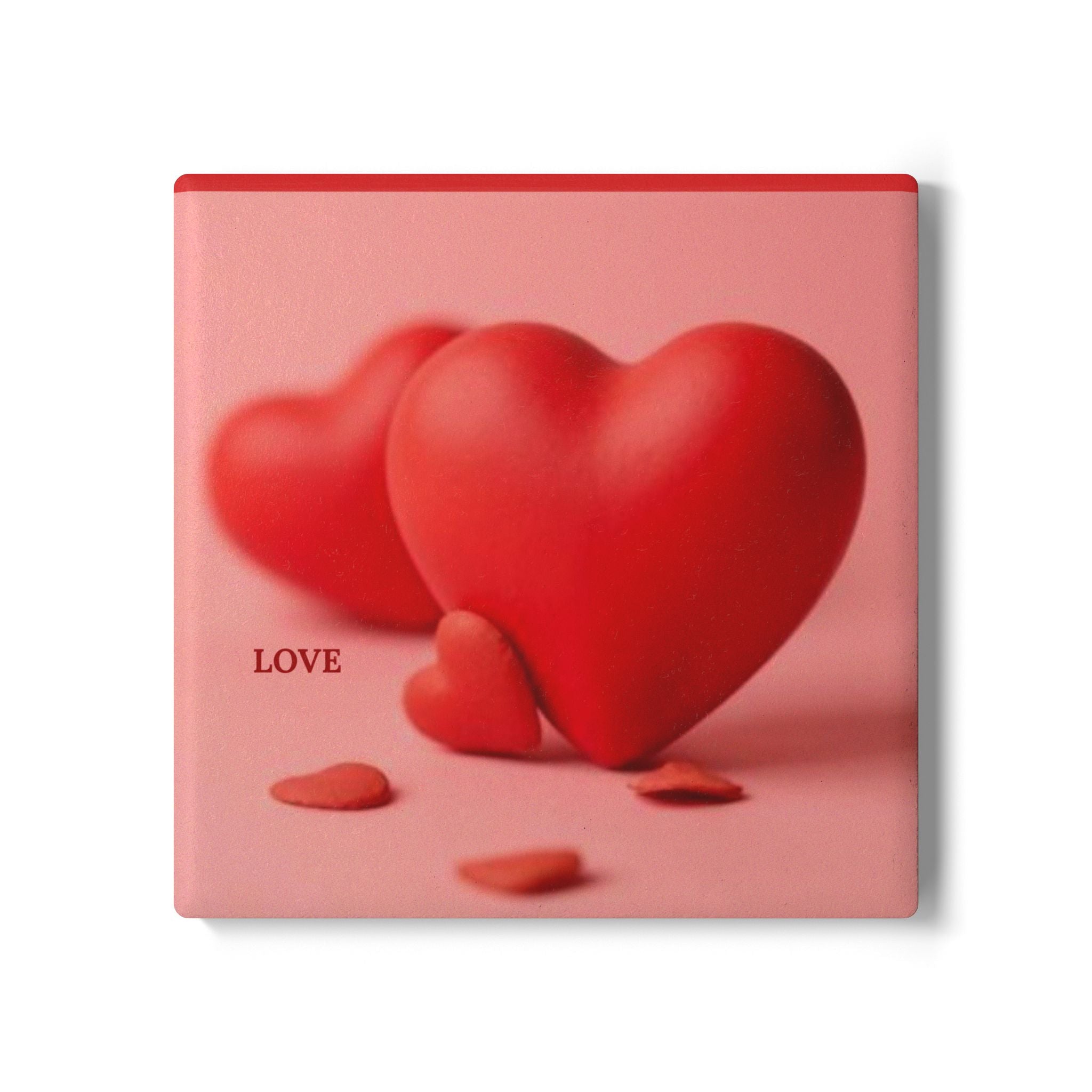 Red Heart Love artwork Ceramic Coaster | Valentine Romance Drink Mat