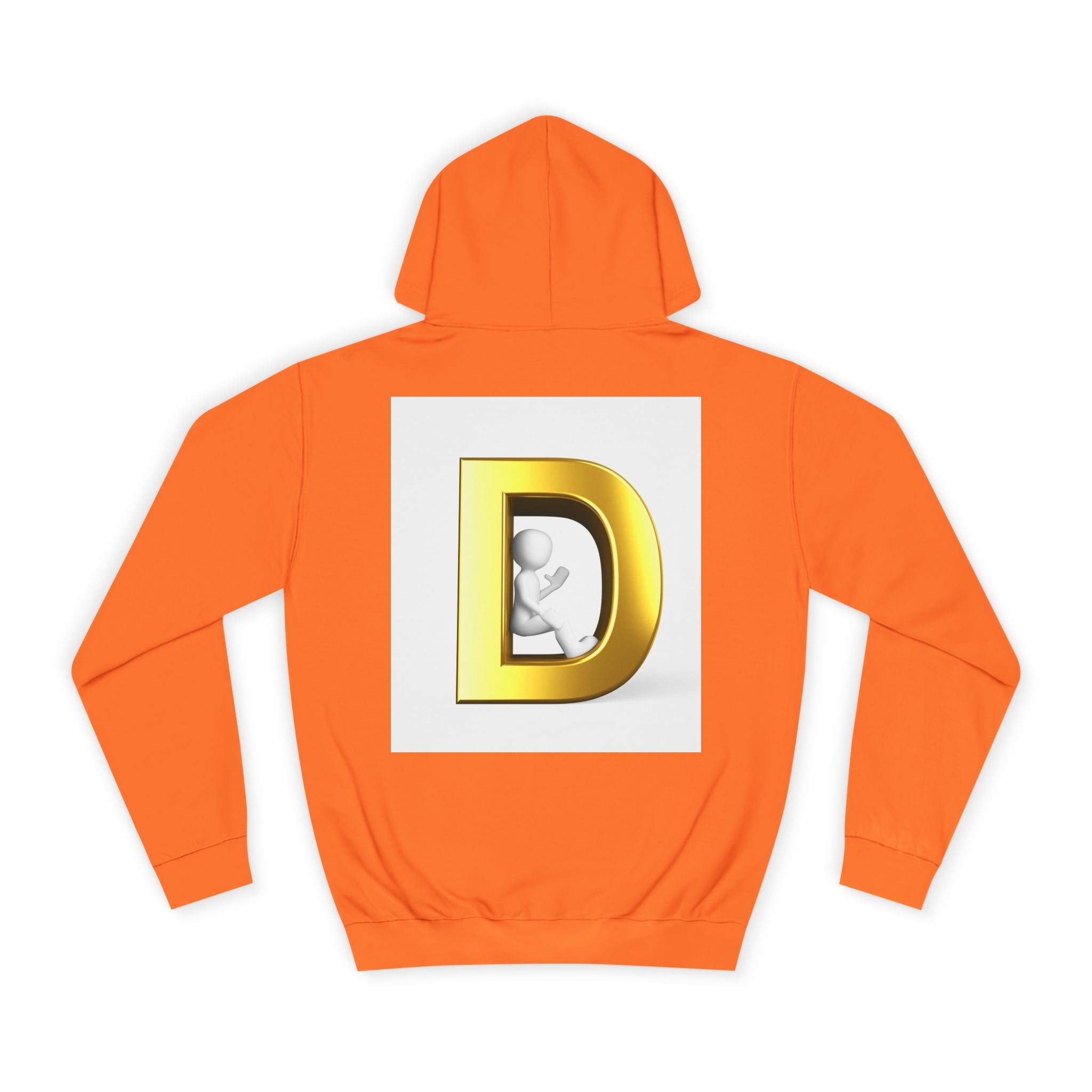Gold Letter D Hoodie | Monogram Initial Sweatshirt, Metallic 3D Typography