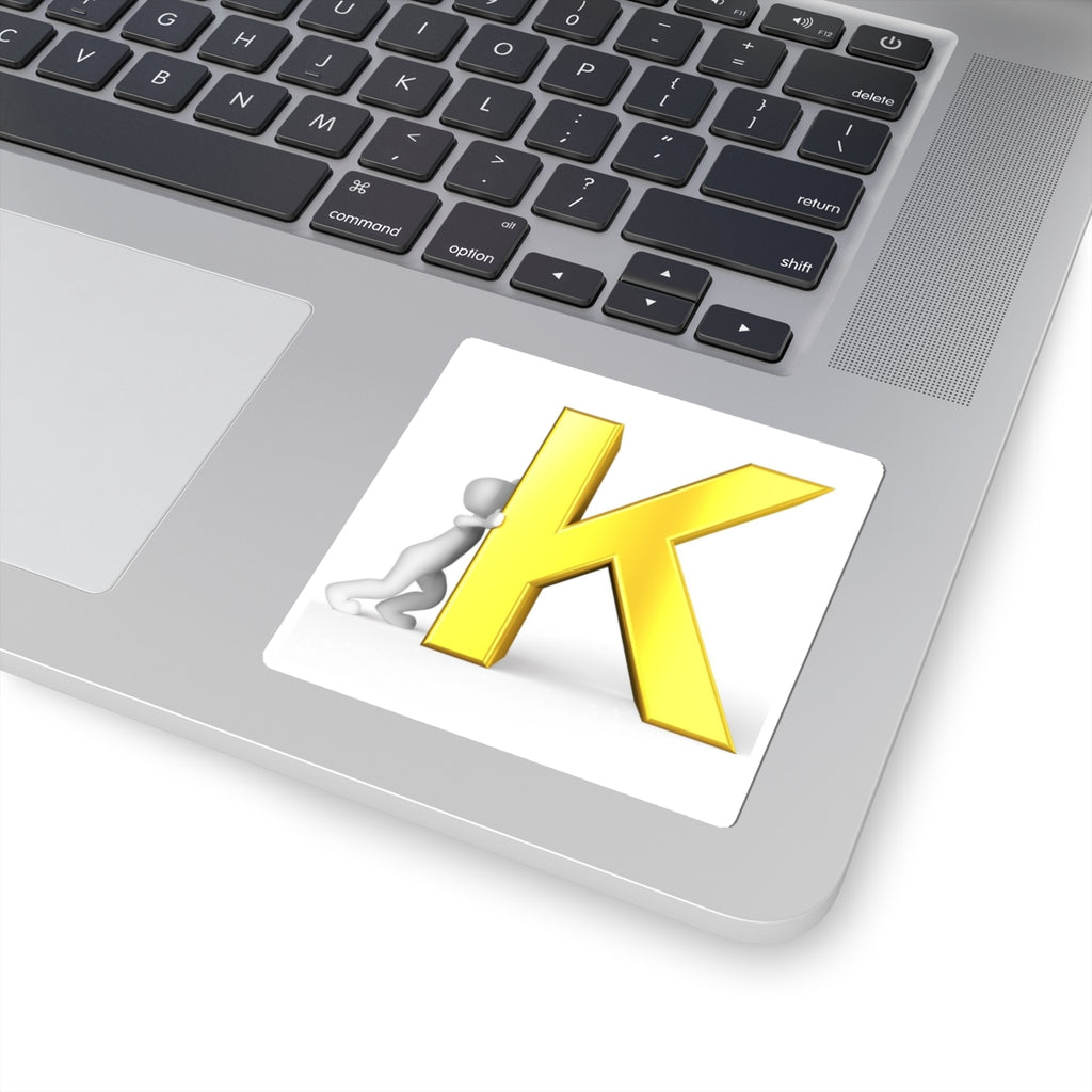 Yellow 3D Letter K Sticker | Kiss-Cut Letter K Decal